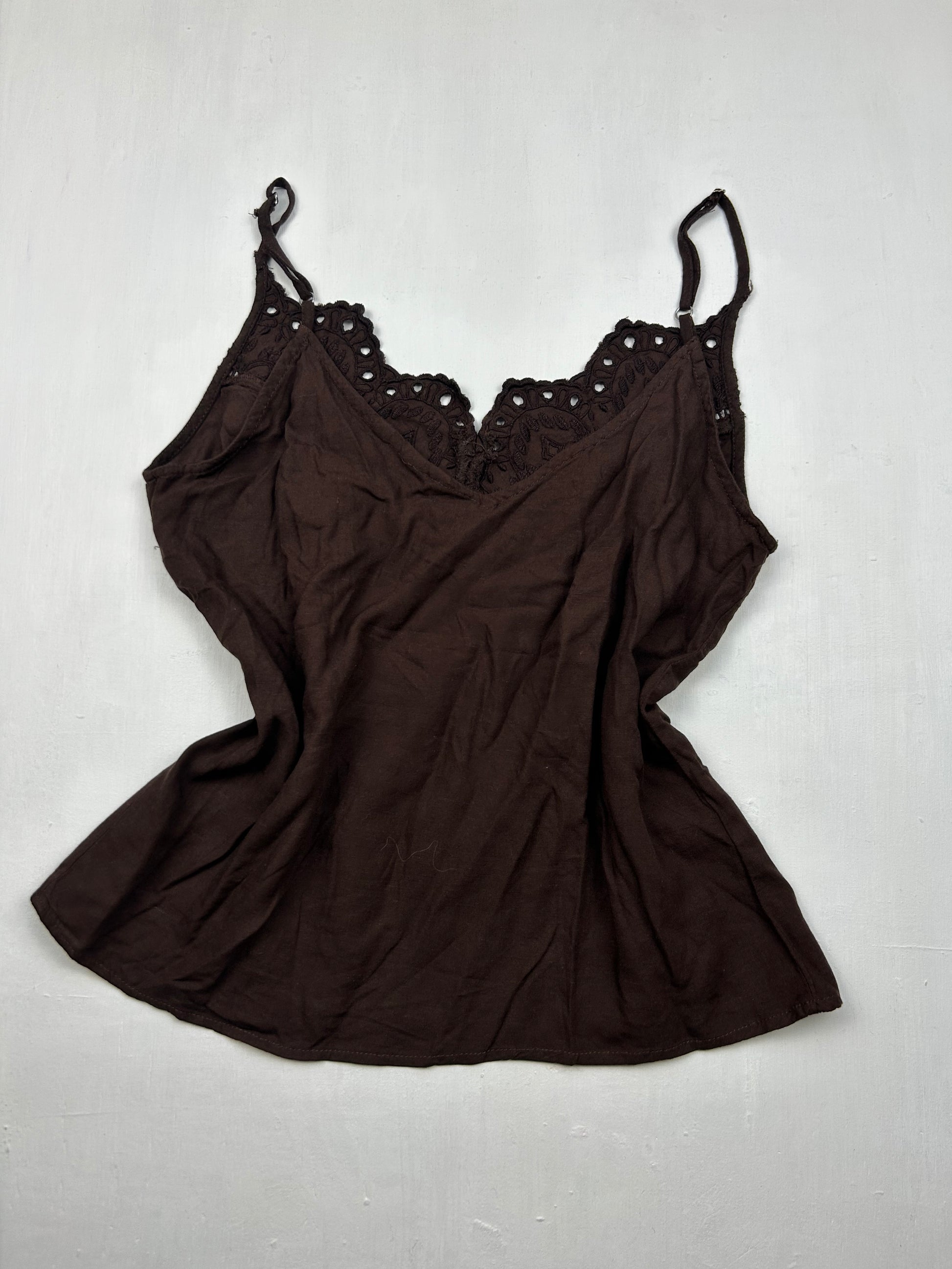 Brown lace detail cami top (M)