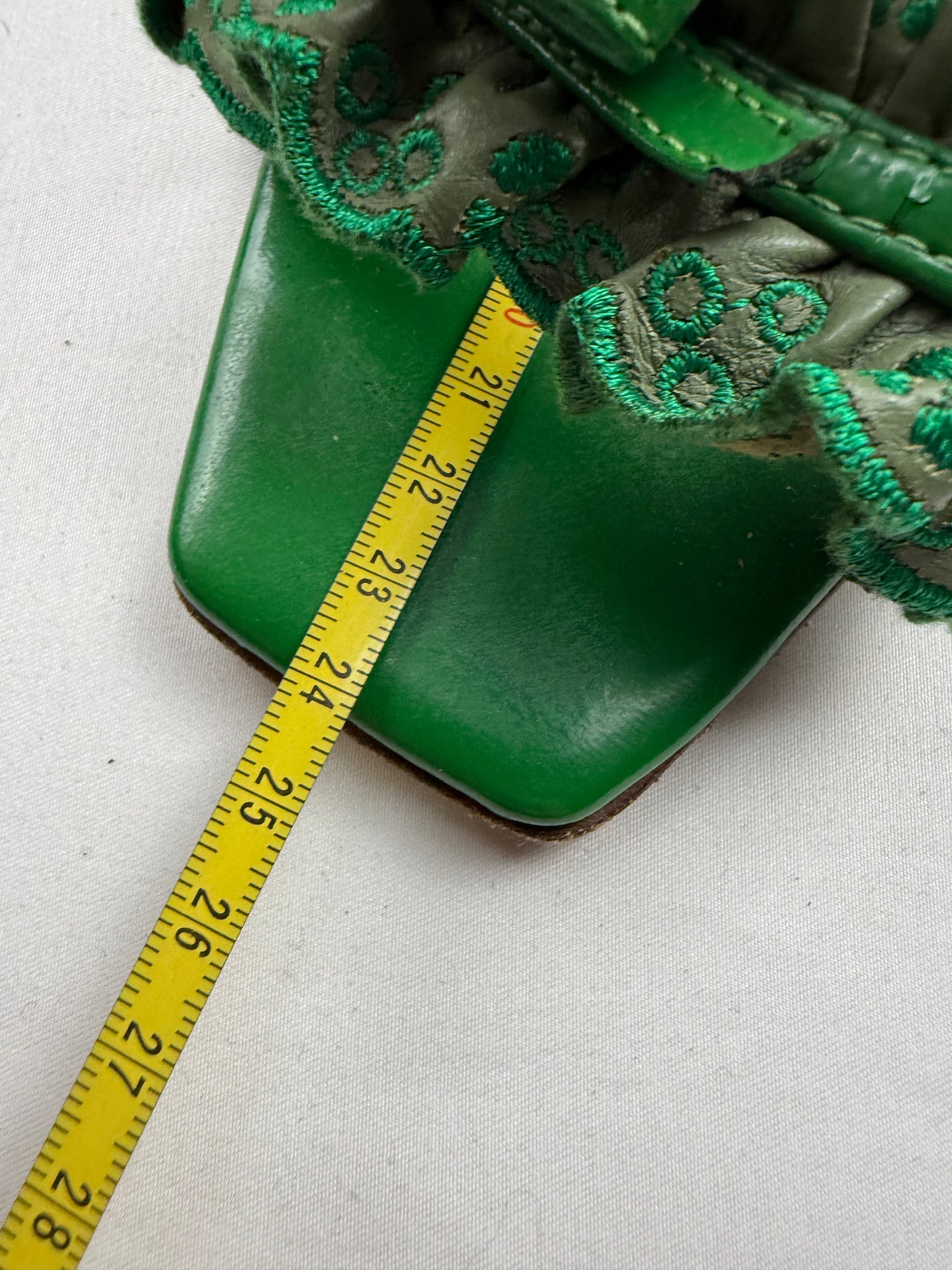 Green leather square toes wedge heels (36)