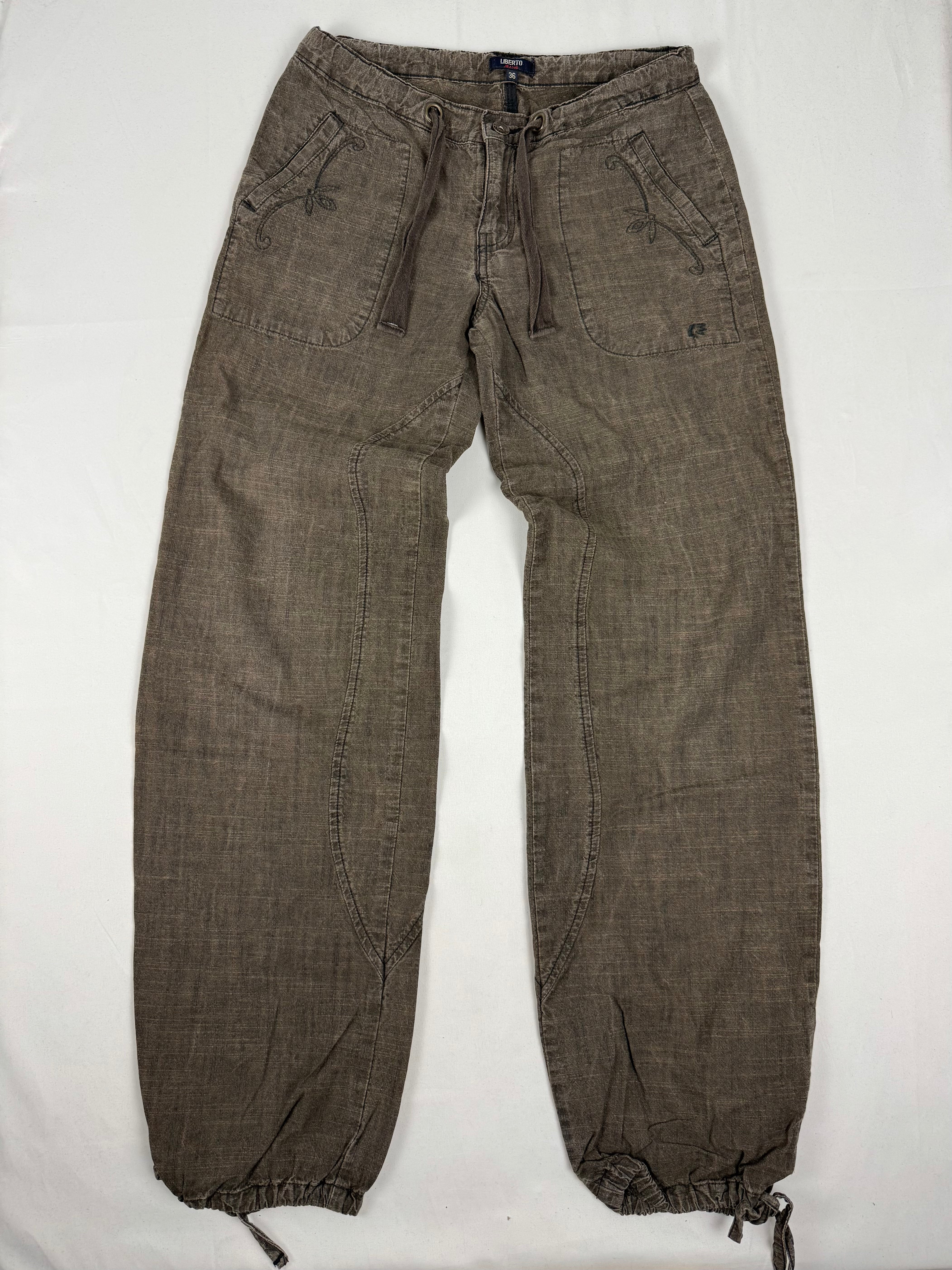 Brown 100% cotton low rise baggy pants (S/M)