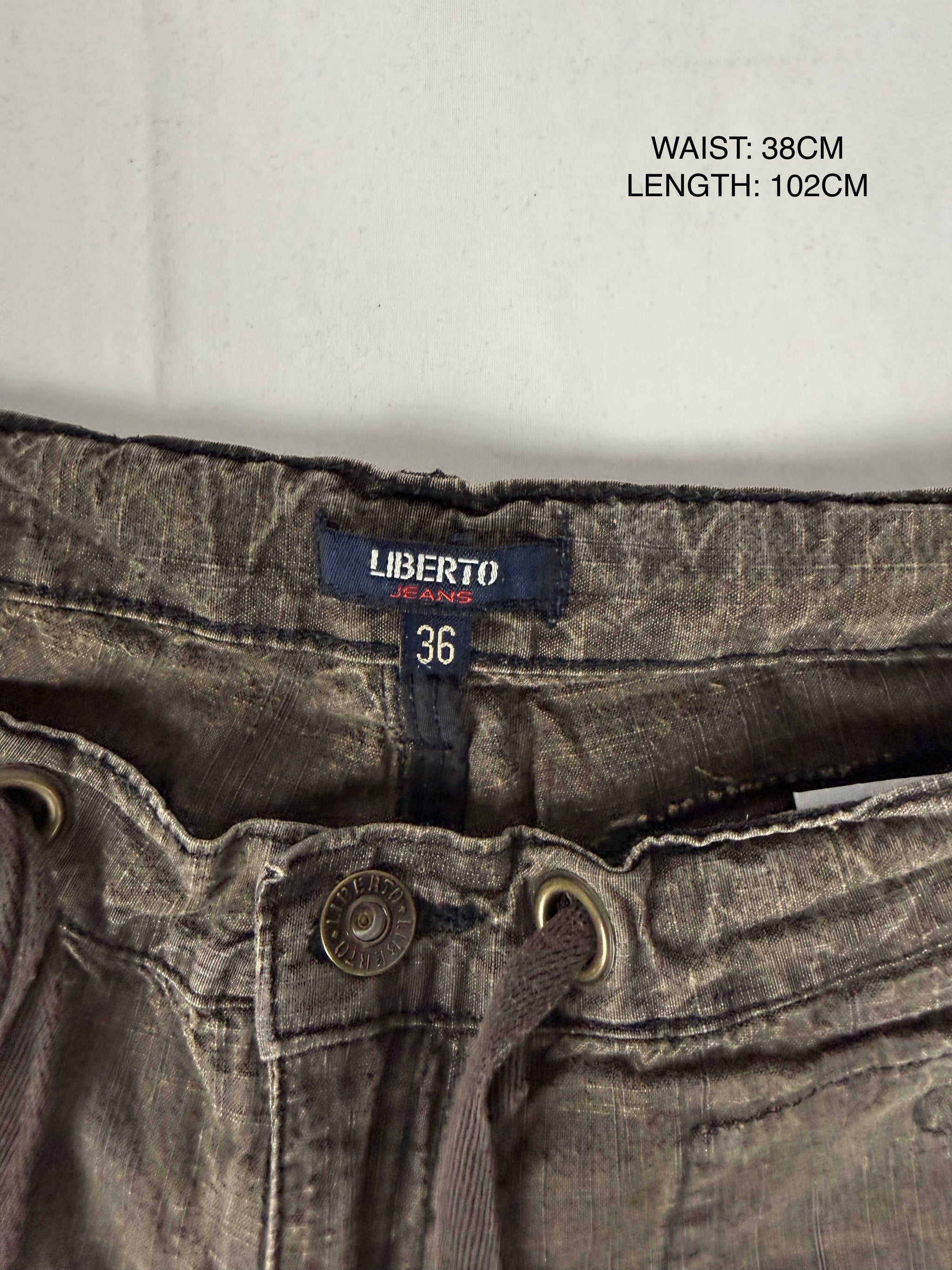Brown 100% cotton low rise baggy pants (S/M)