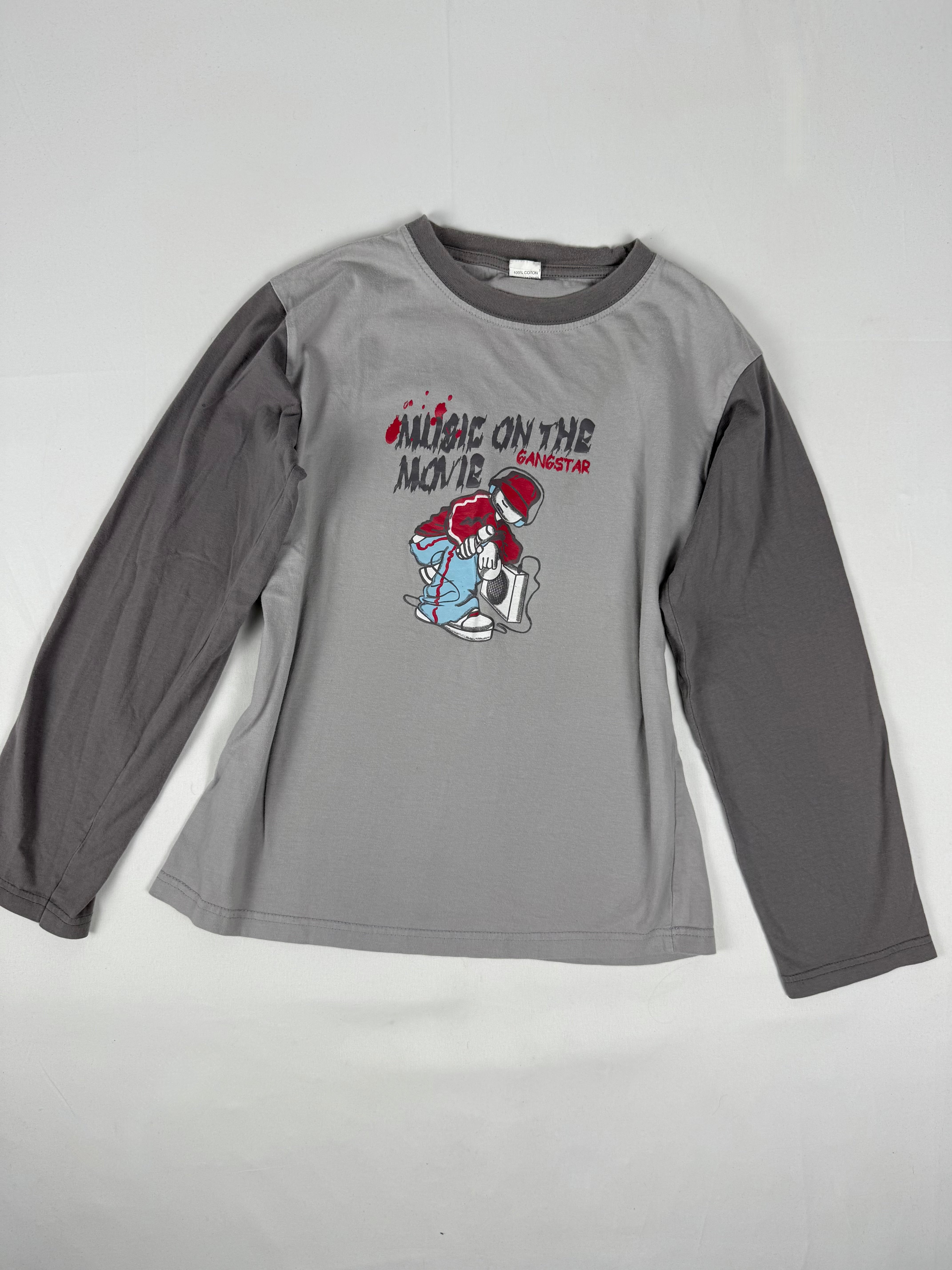 Grey graphic long sleeves top (S/M)