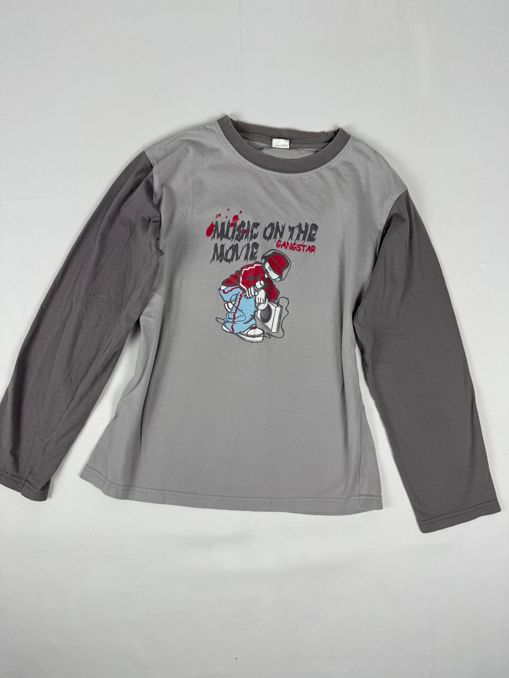 Grey graphic long sleeves top (S/M)