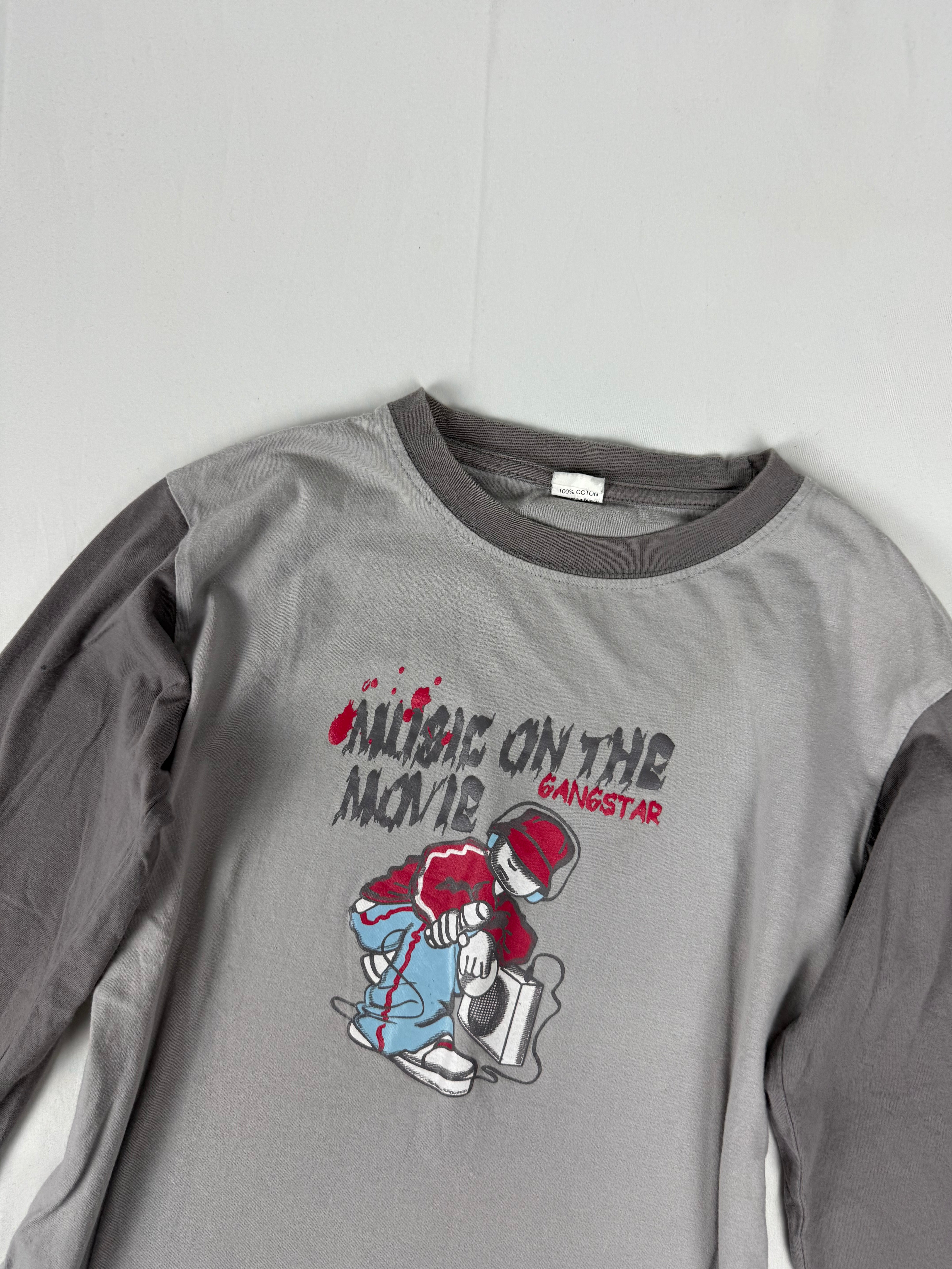 Grey graphic long sleeves top (S/M)
