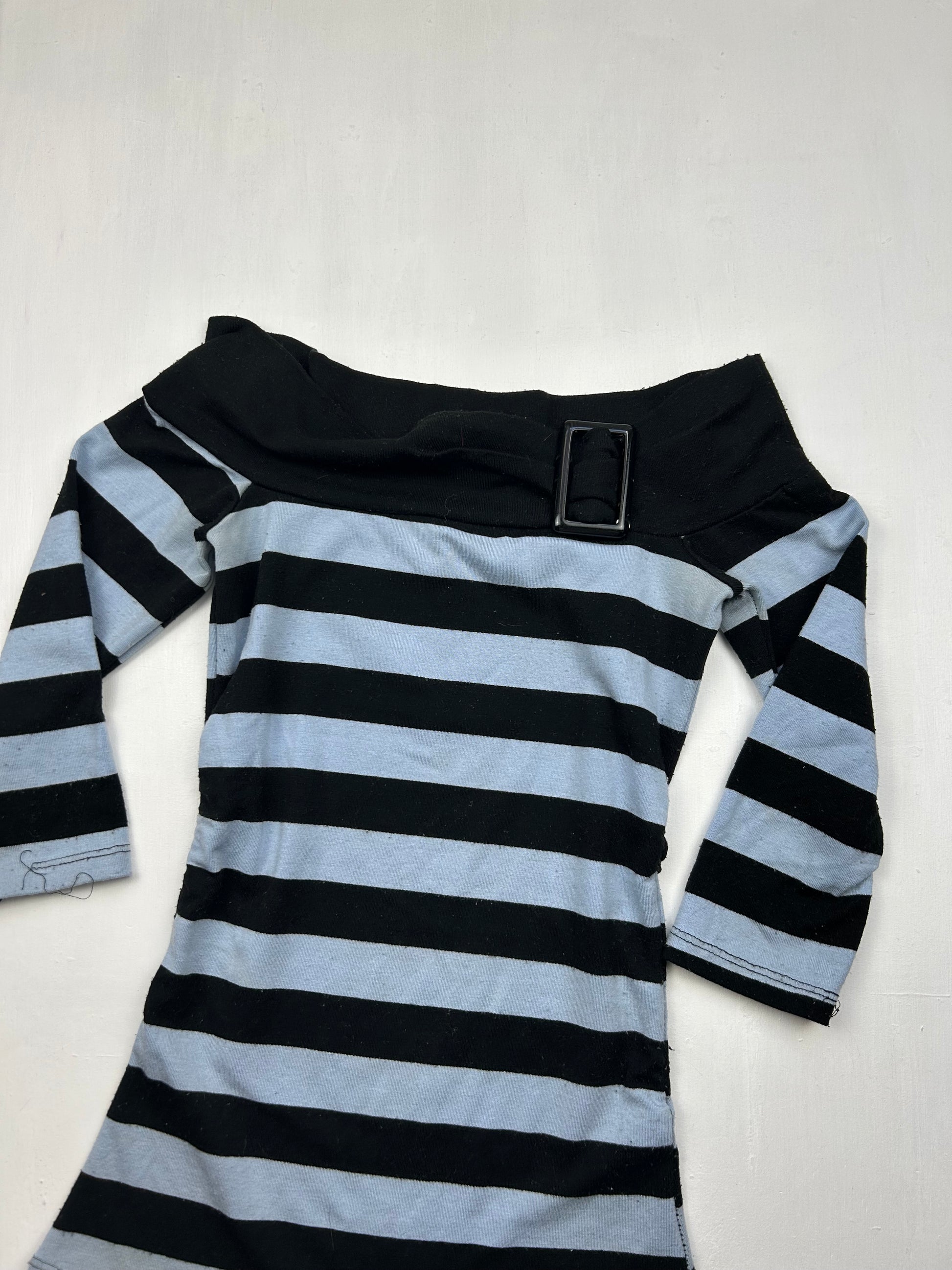 Navy striped bardot long sleeves top (XS/S)