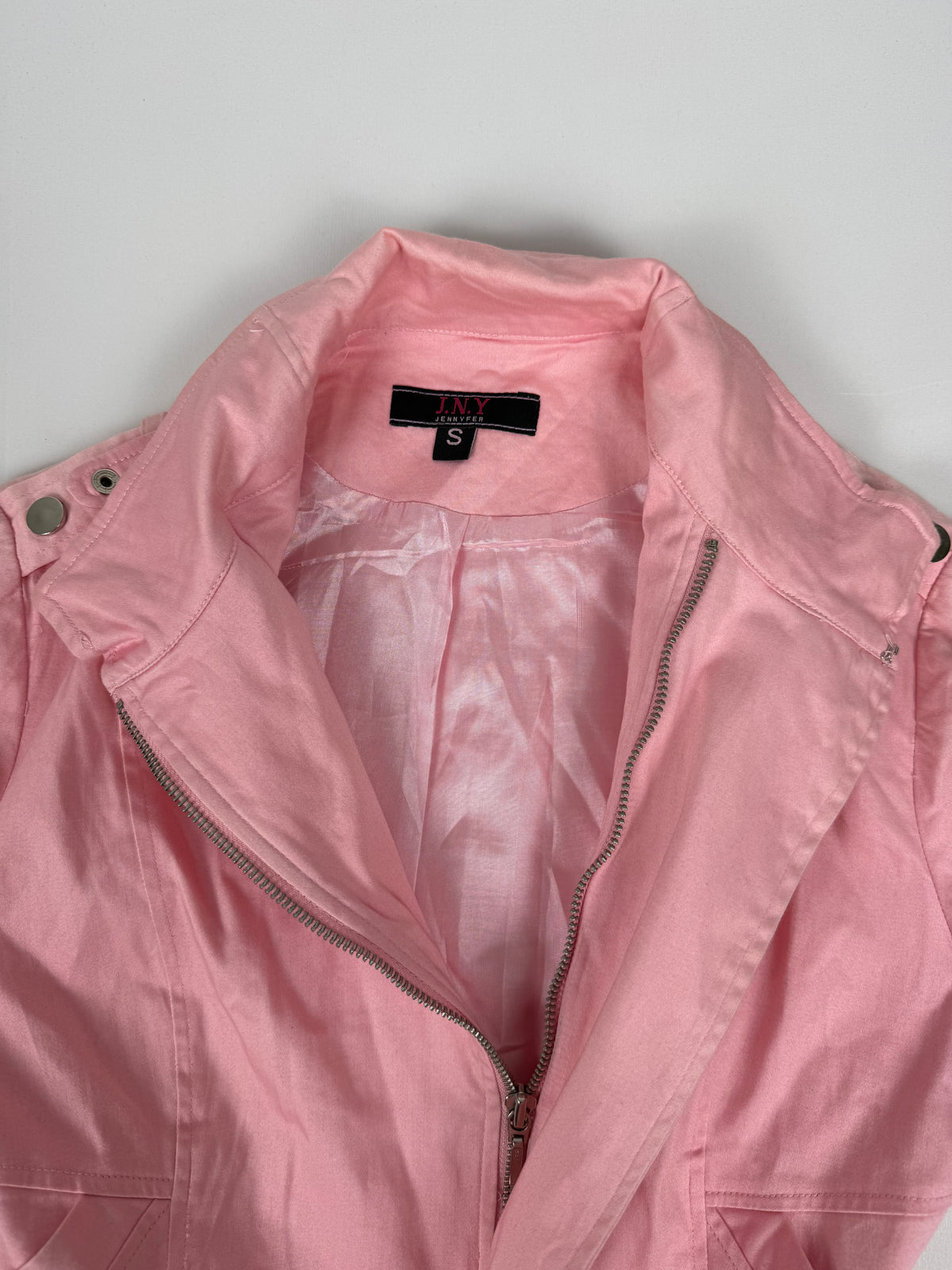 Pink zip up biker jacket (S)