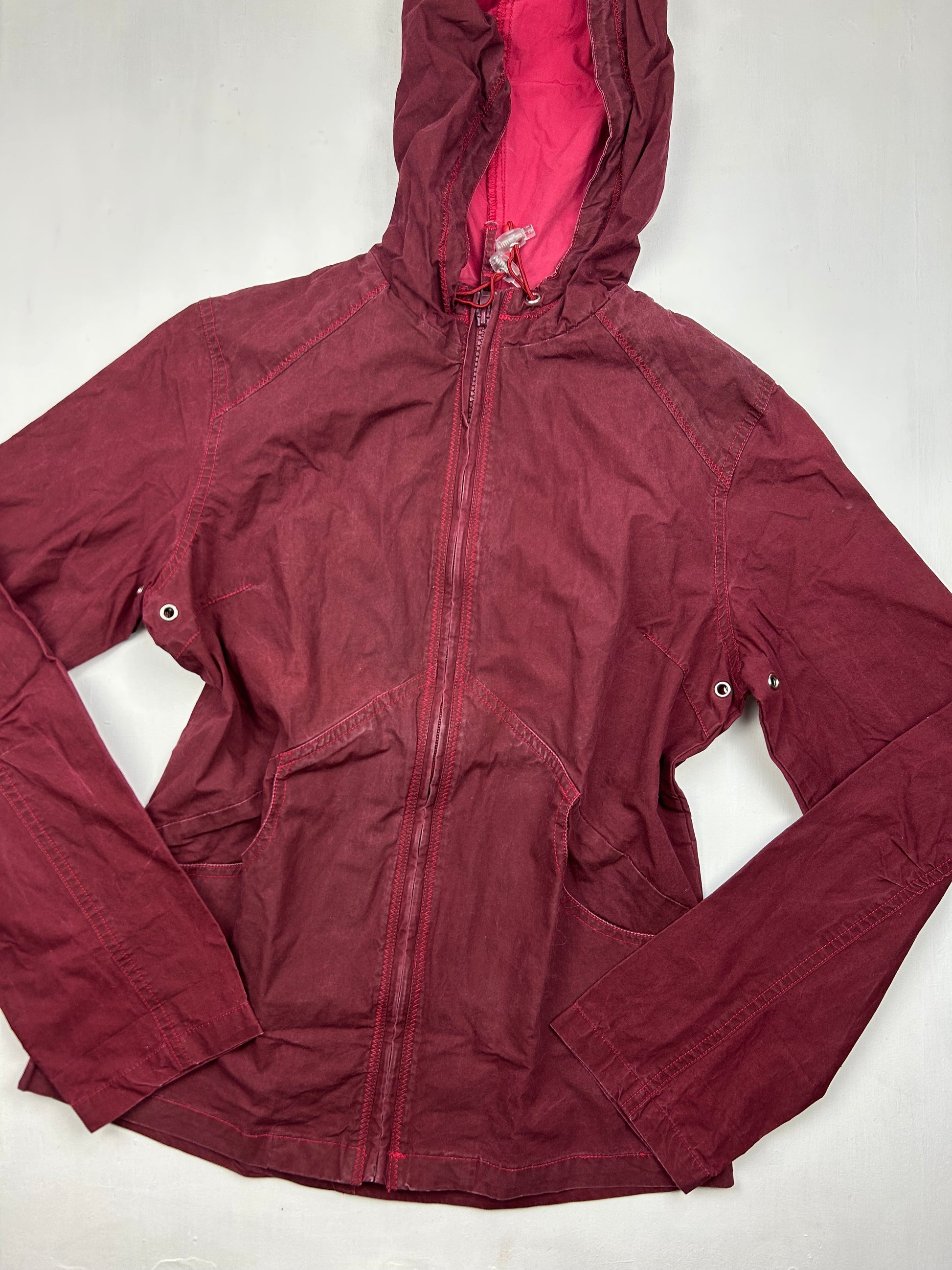 Burgundy zip up  biker jacket (S/M)