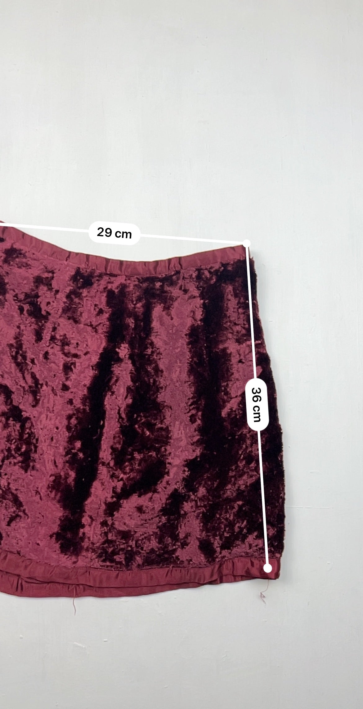 Burgundy red velvet  low rise mini skirt (XS)