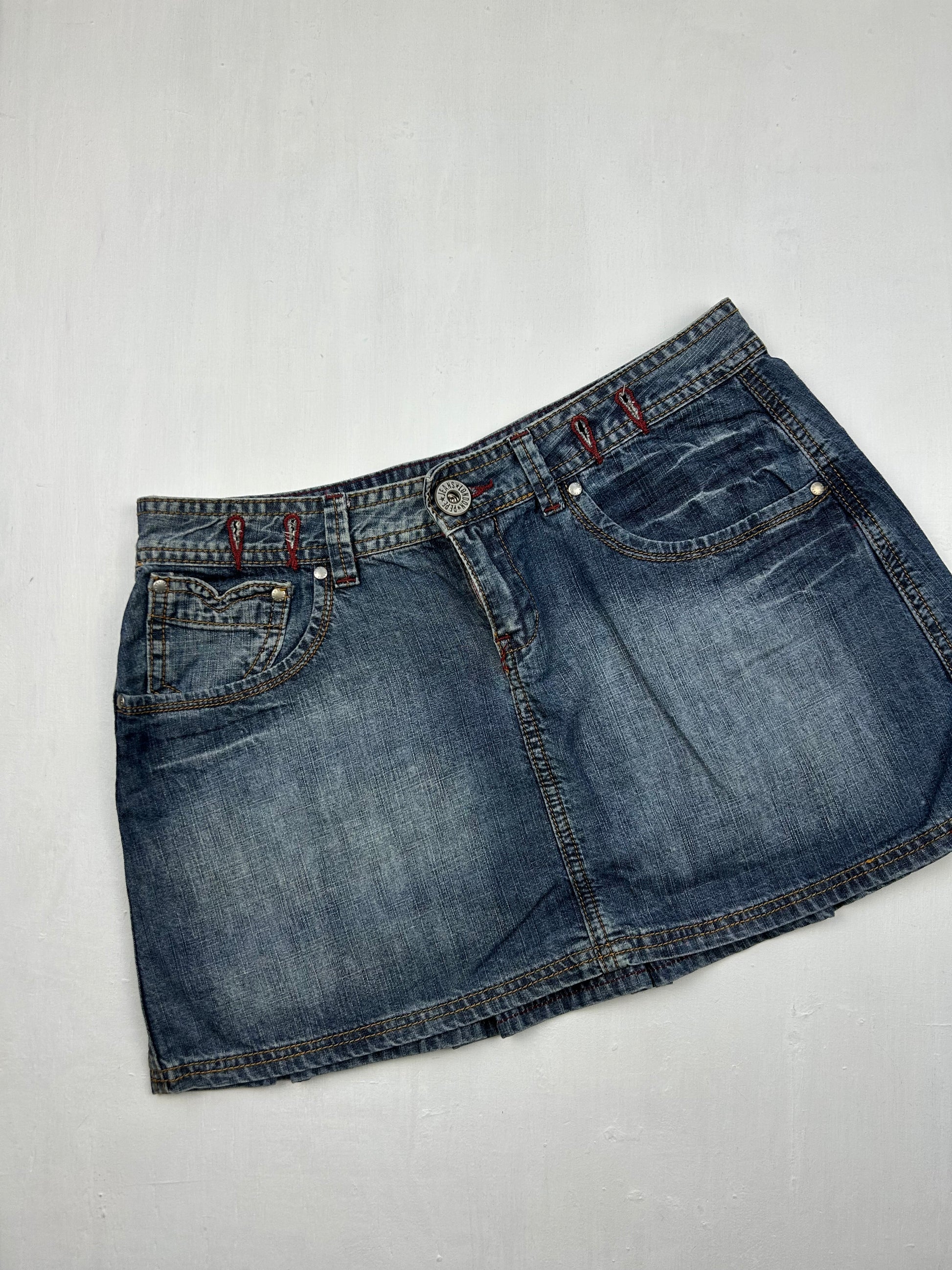 Blue denim  low rise mini skirt (S)