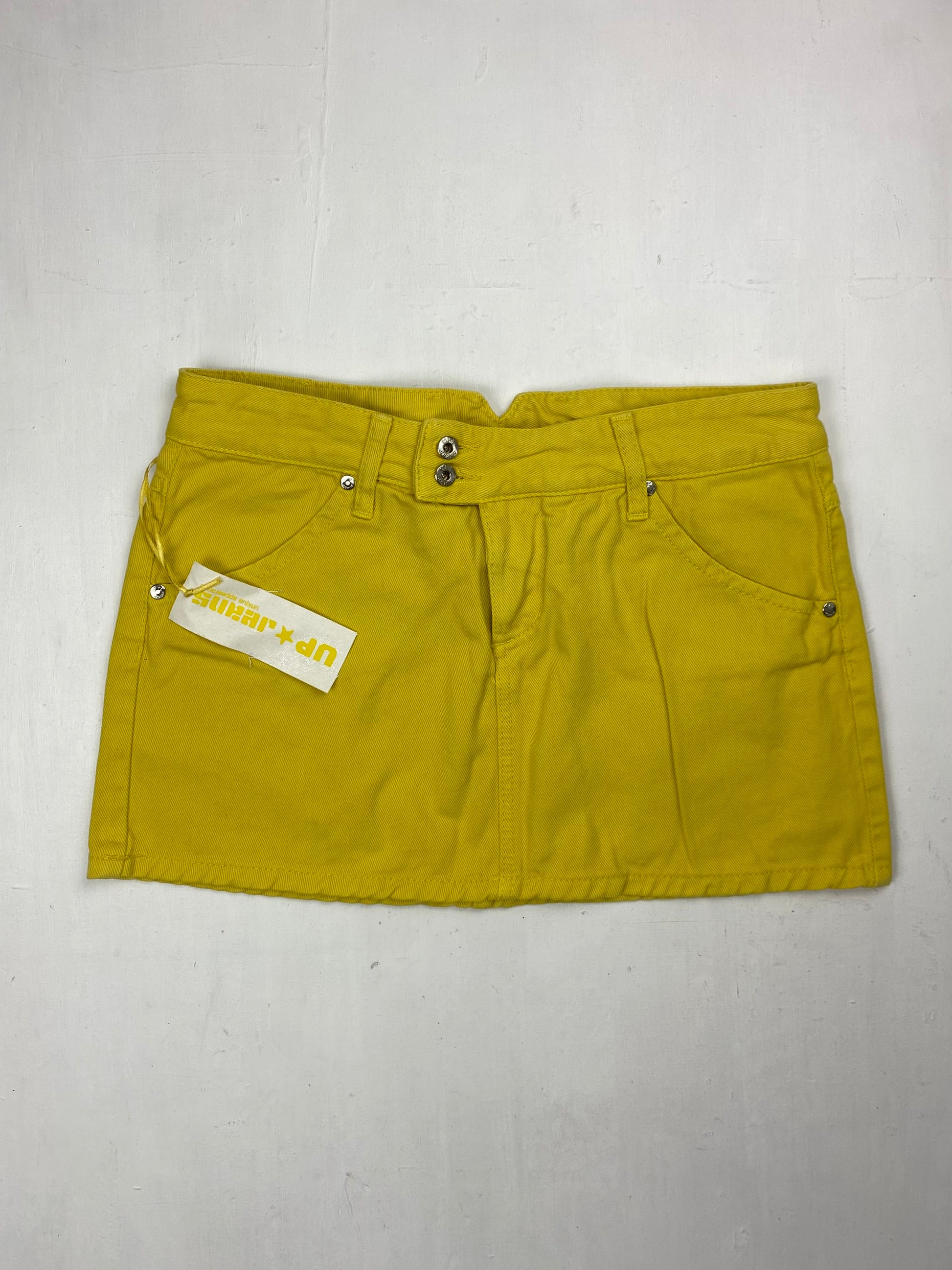 Yellow denim low rise mini skirt (S/M)