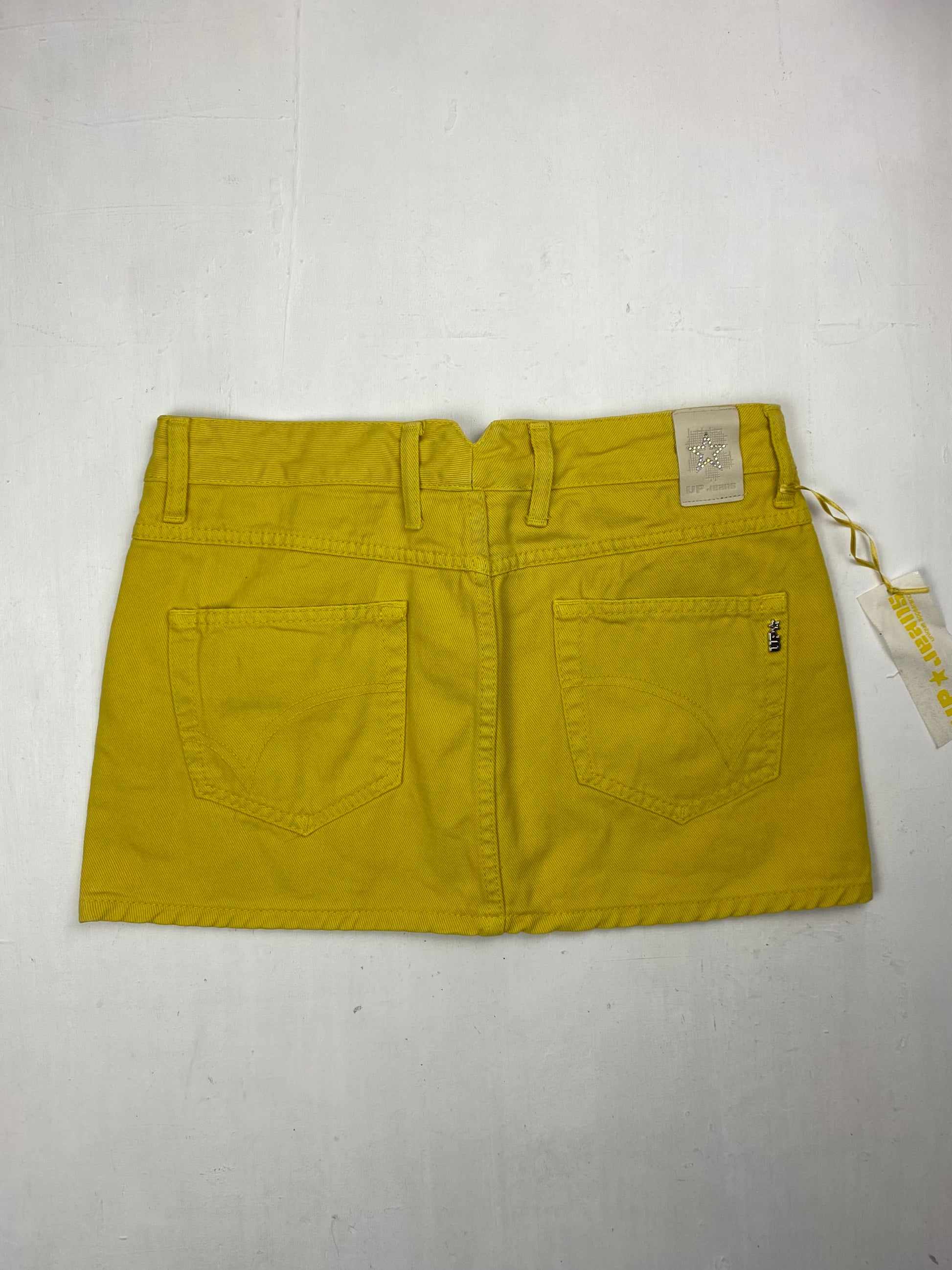 Yellow denim low rise mini skirt (S/M)