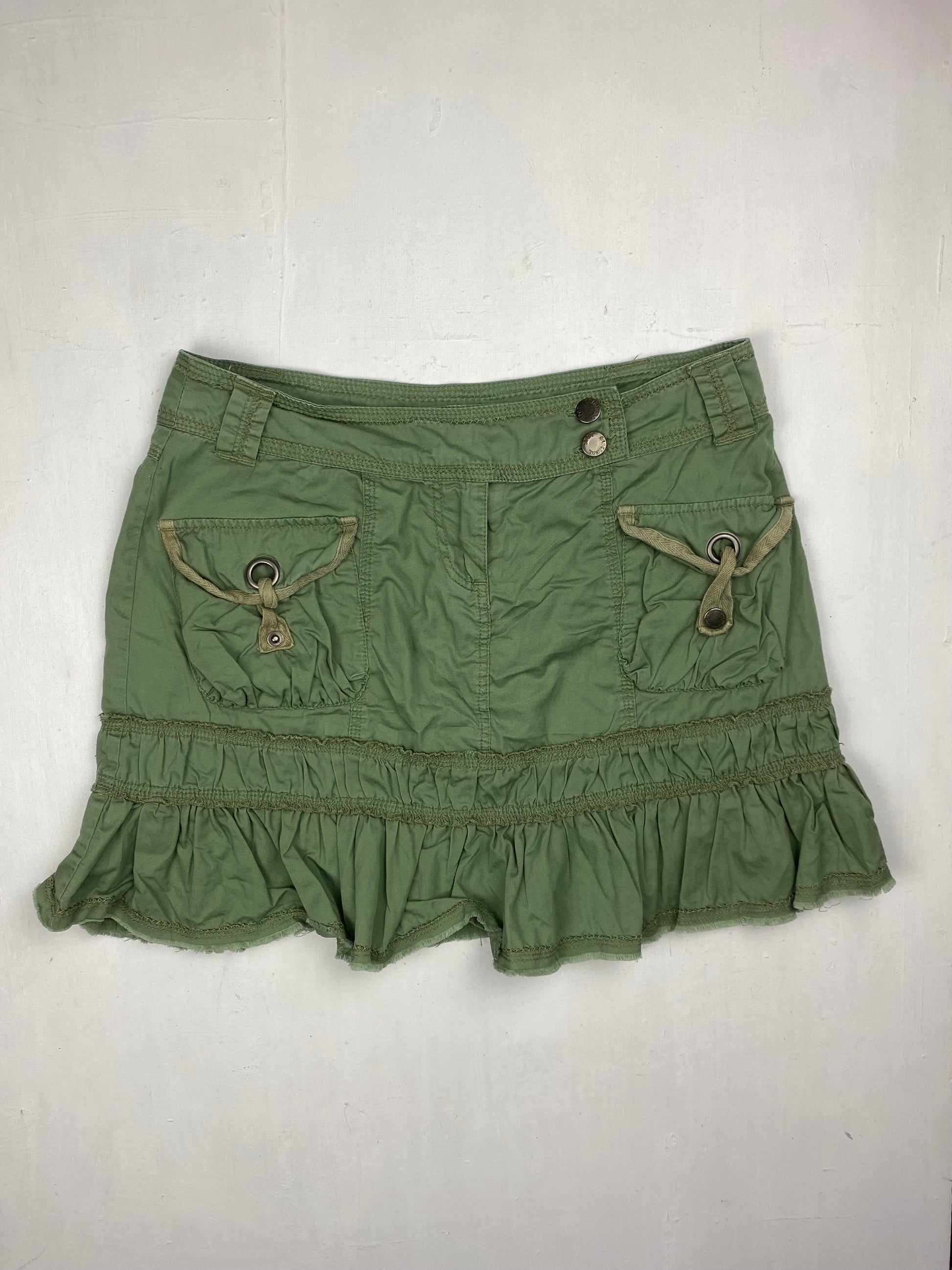 Khaki utility pleated mini skirt (M)