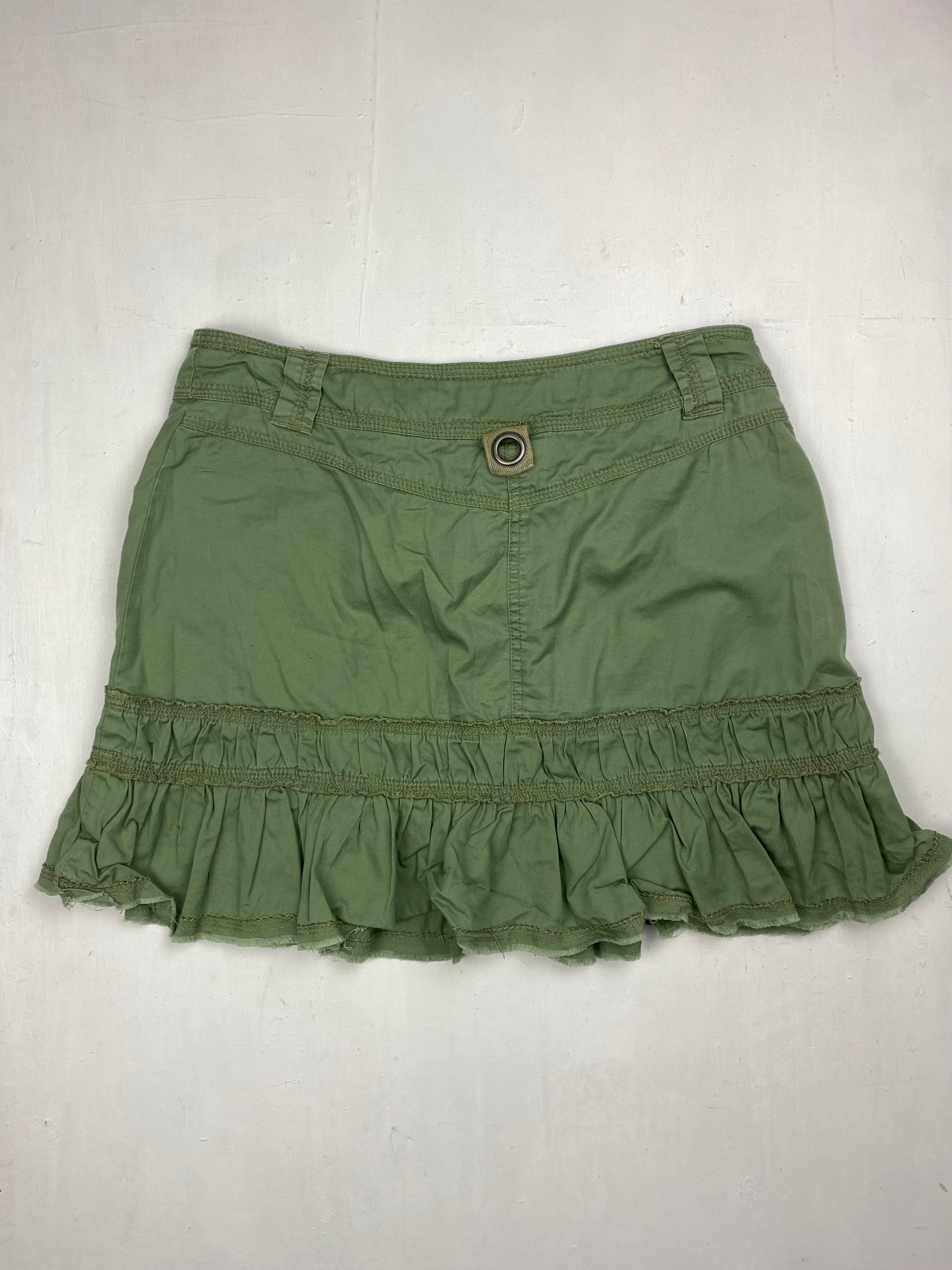 Khaki utility pleated mini skirt (M)