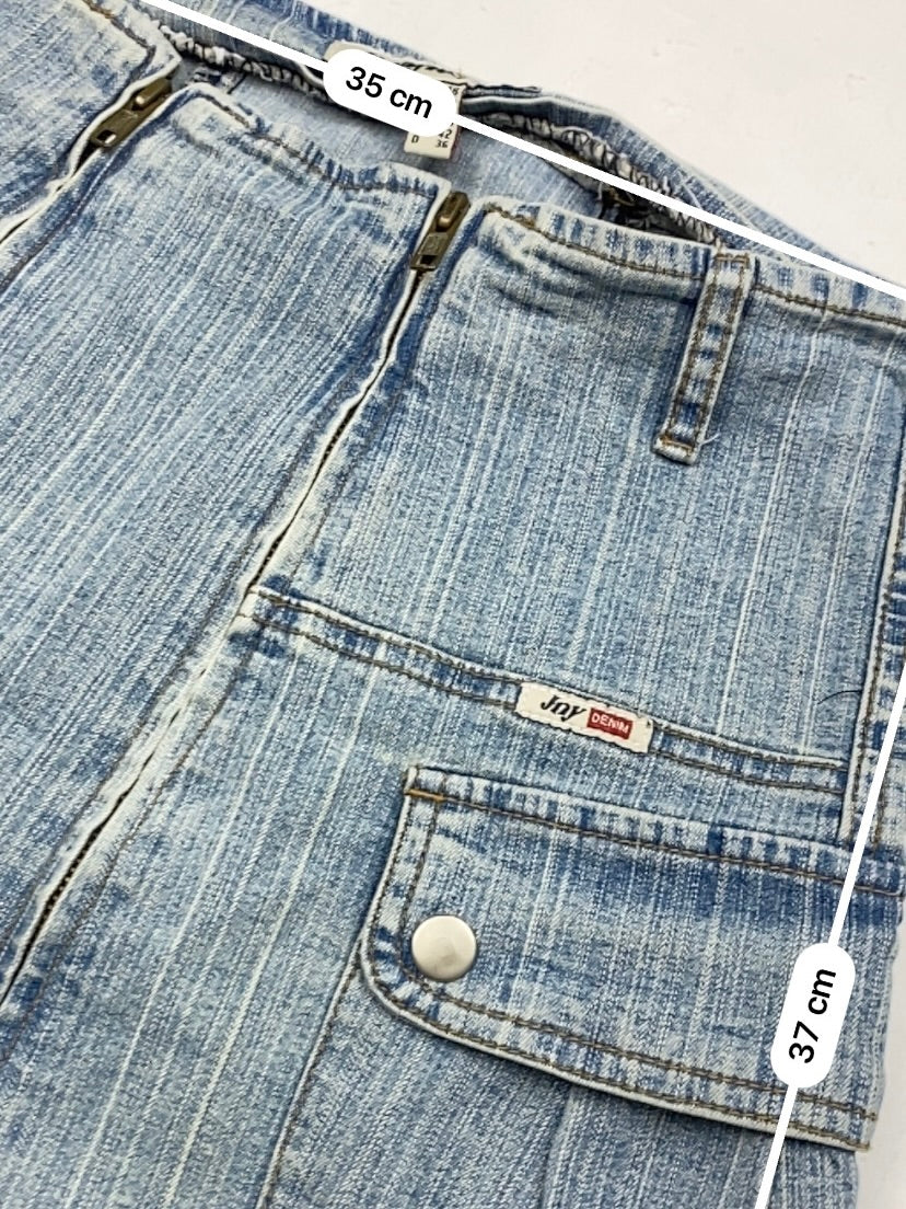 Blue denim cargo mini skirt (S)
