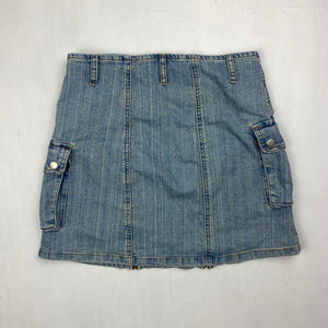 Blue denim cargo zip up mini skirt (S/M)