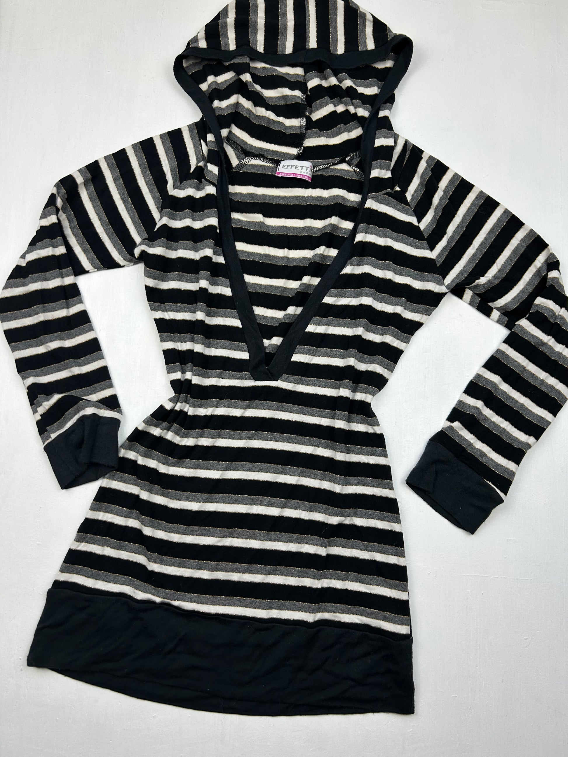 Black striped hoodie top (S)