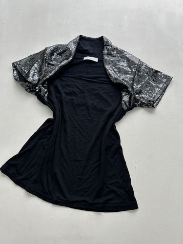 Black & silver sequins tee  90s y2k vintage (S/M)