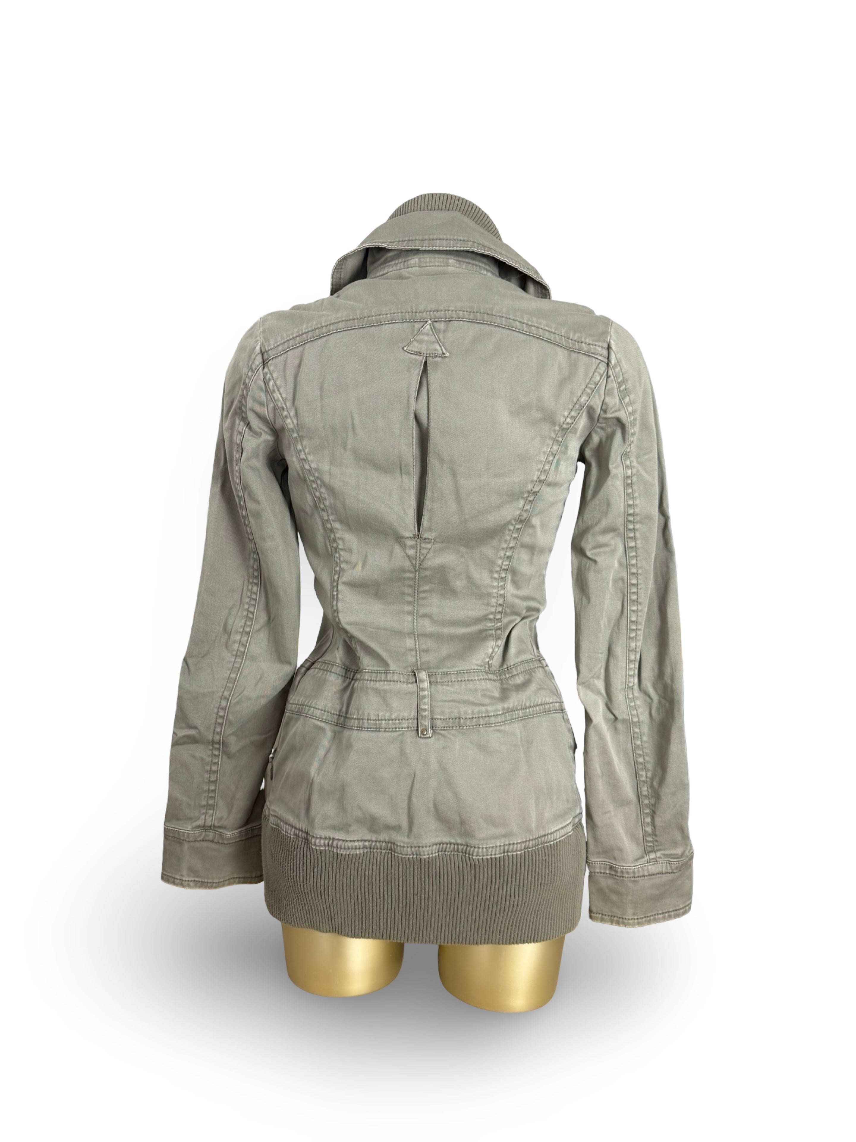 Khaki zip up biker jacket (S)