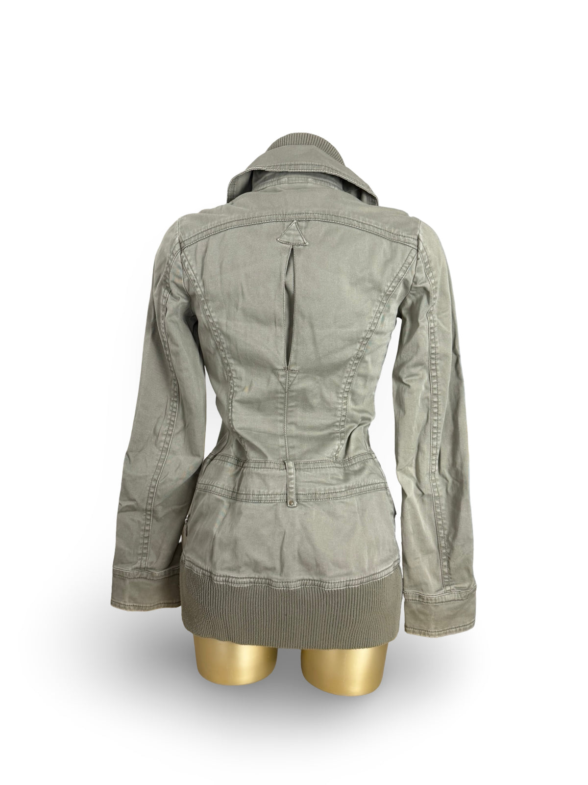 Khaki zip up biker jacket (S)