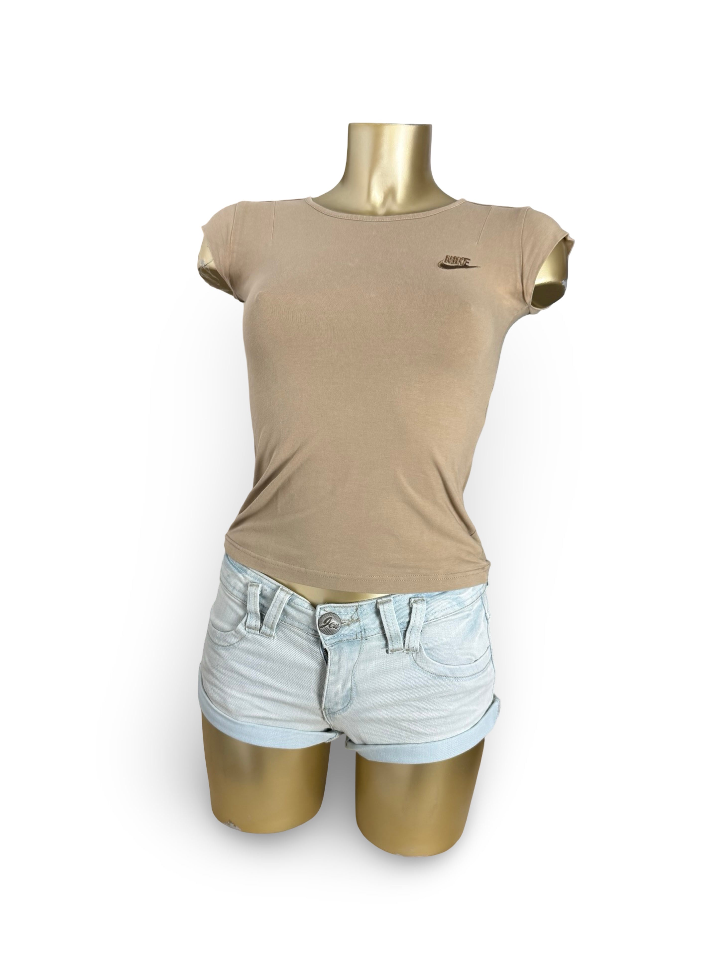 Khaki embroidered logo cotton tee (XS)