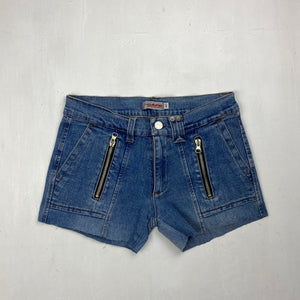 Blue denim low rise stretchy mini short (S)