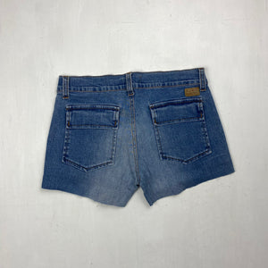 Blue denim low rise stretchy mini short (S)