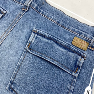 Blue denim low rise stretchy mini short (S)