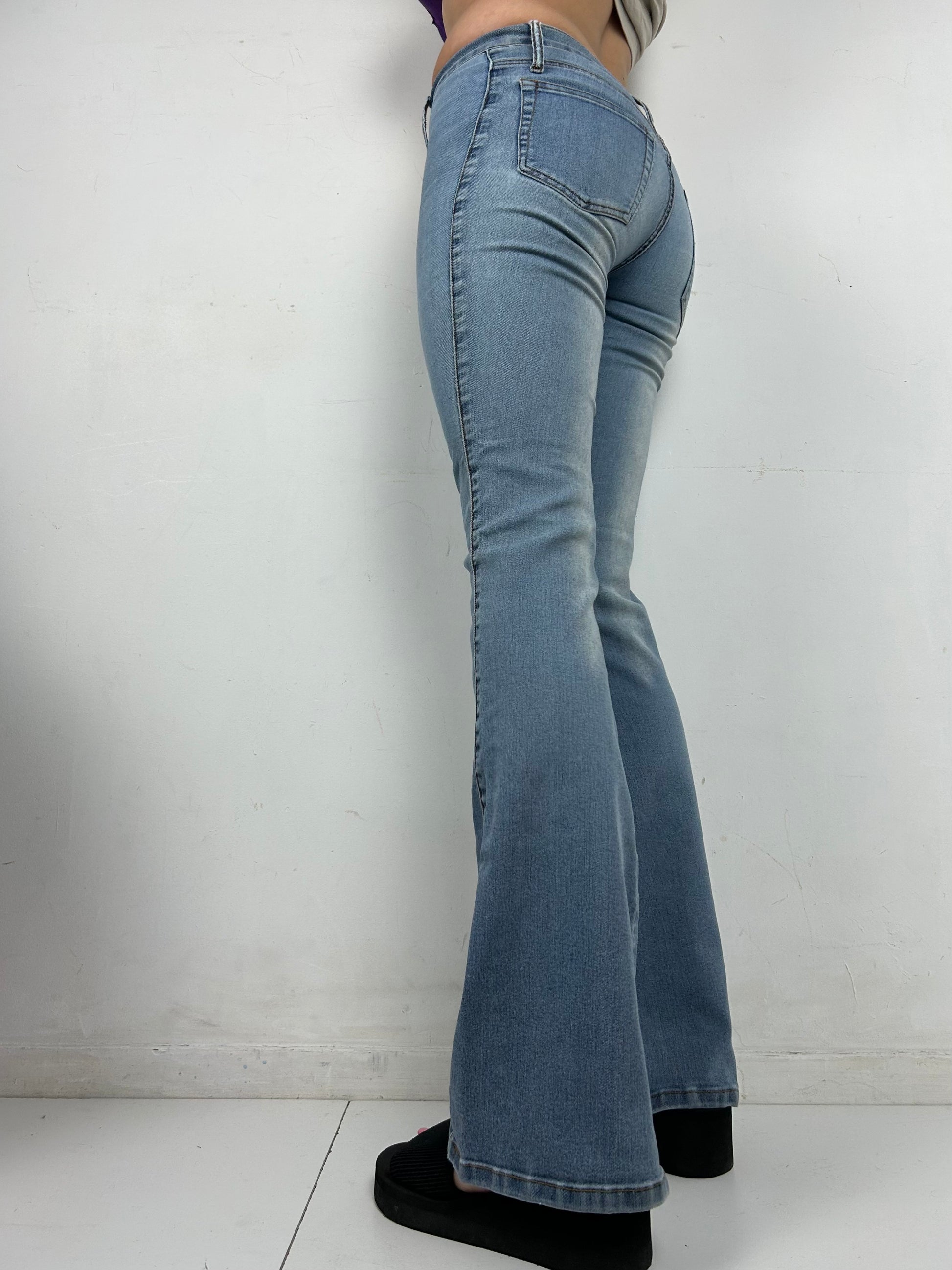 Blue low waist denim bootcut flare pants (XS/S)