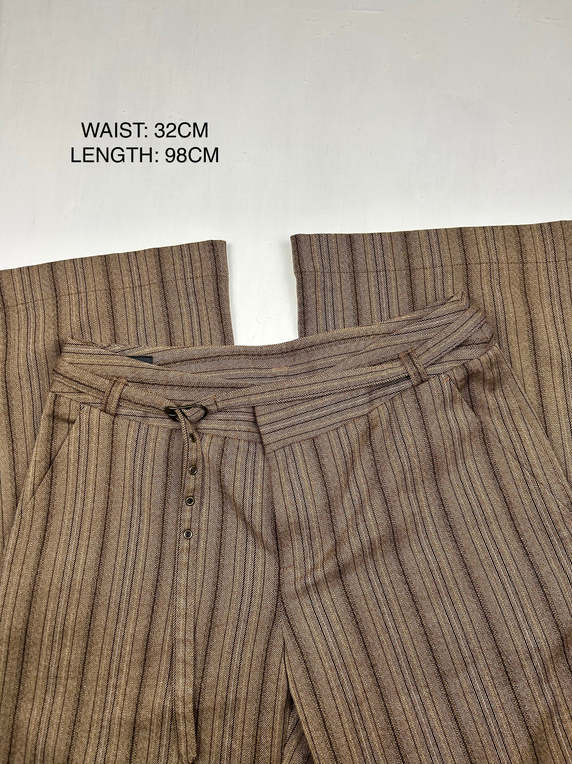 Brown striped low rise office pants wit belt (XS)