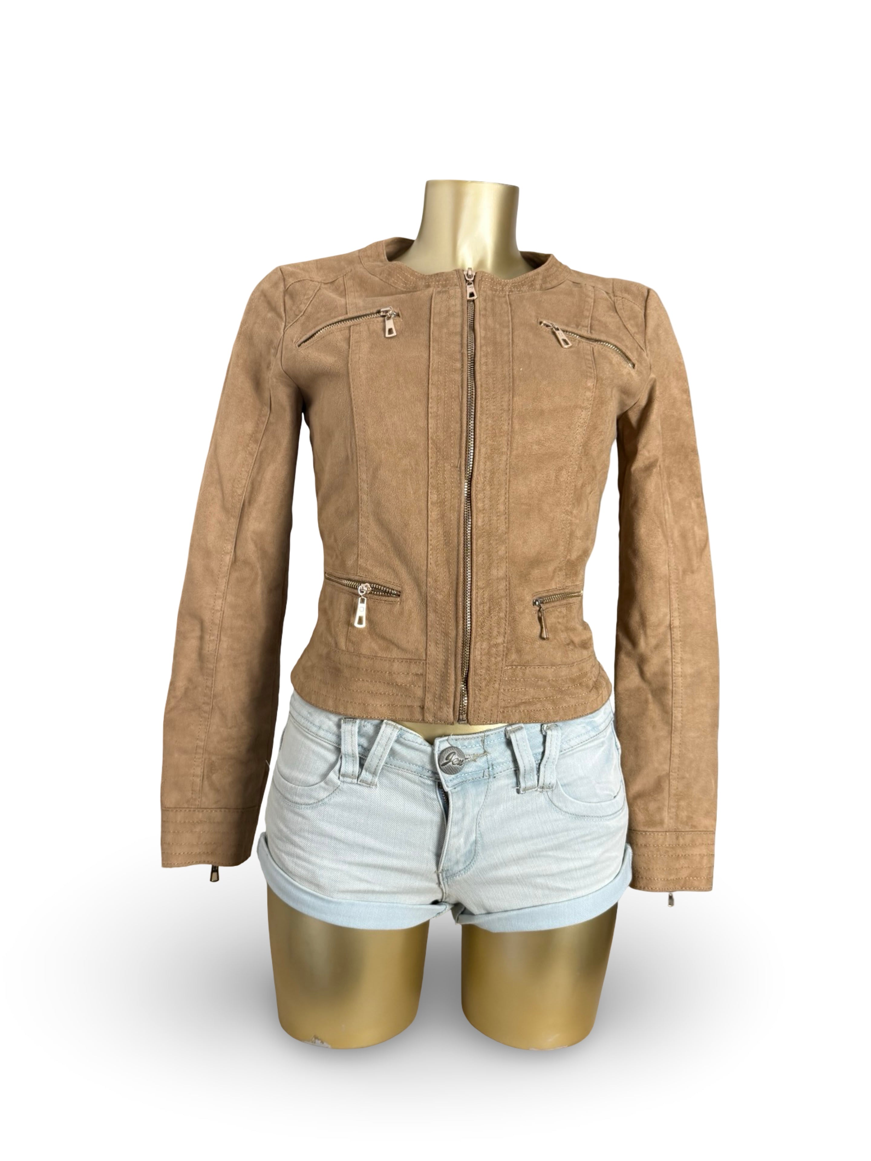 Beige suede biker jacket (S)