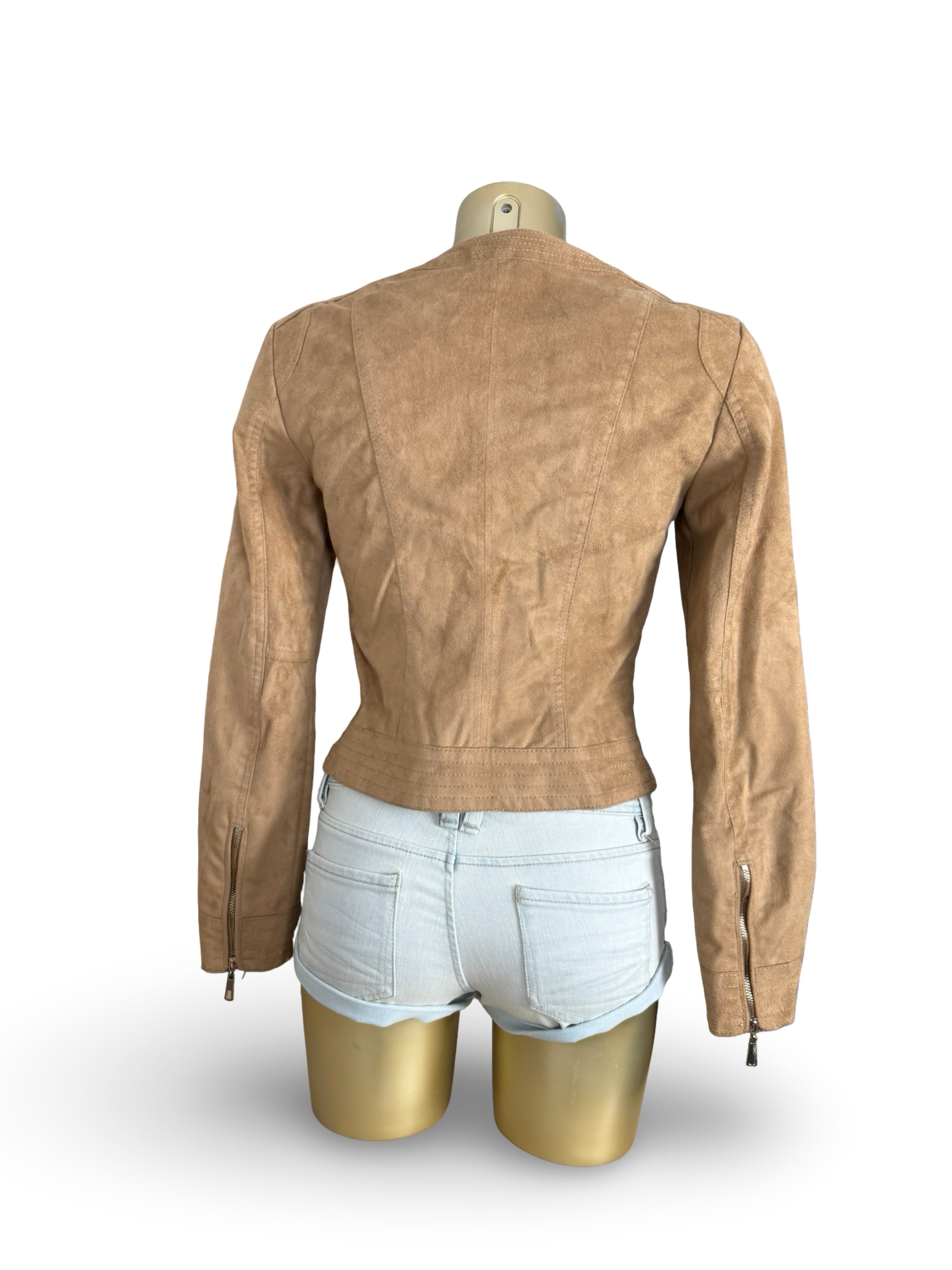 Beige suede biker jacket (S)