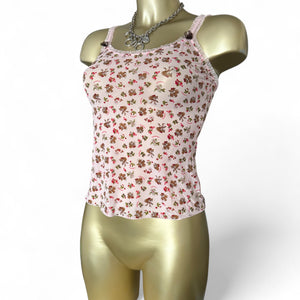 Baby pink mesh babydoll cami top (S)