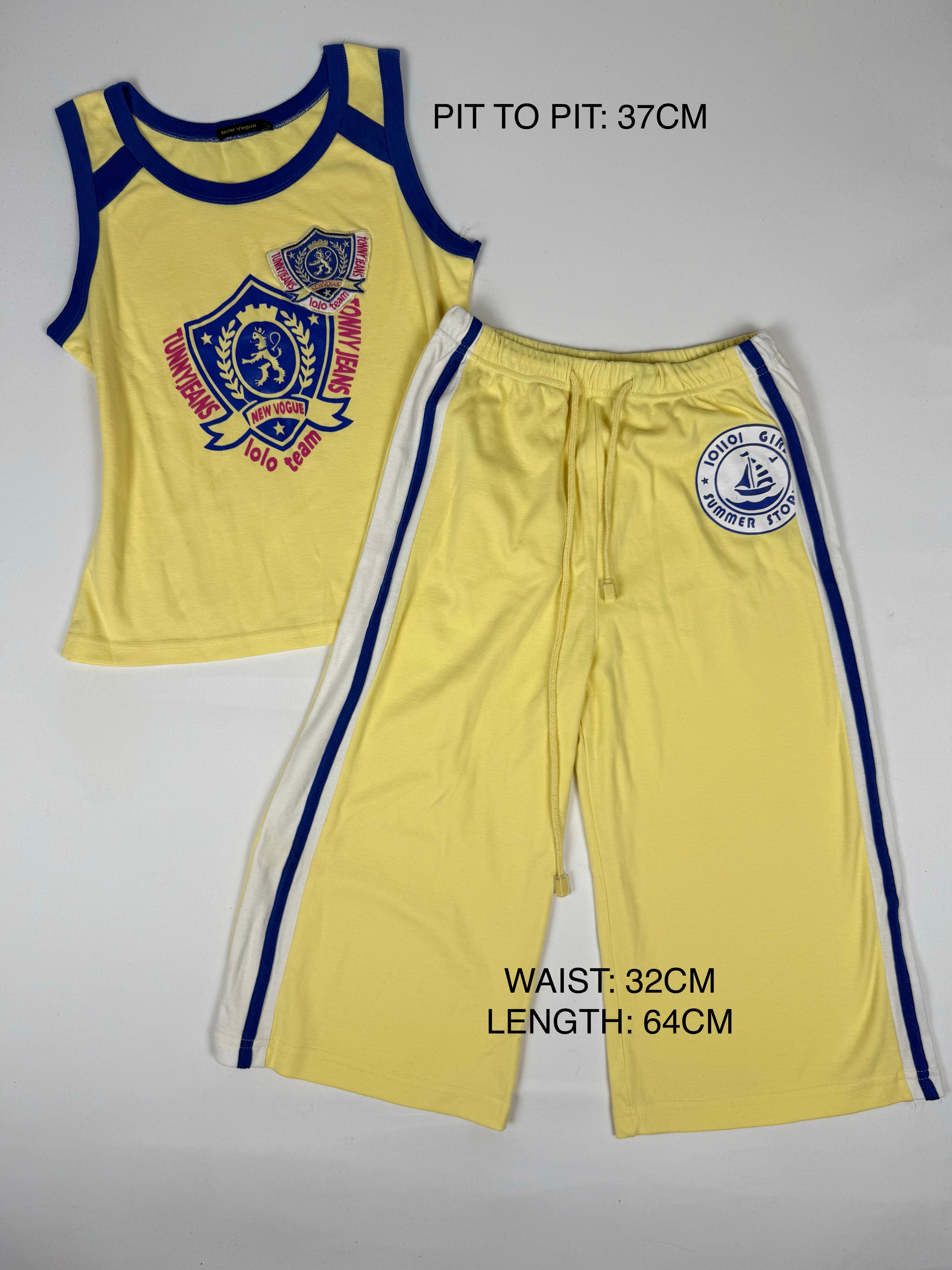 Yellow activewear capri pants + top set (S)