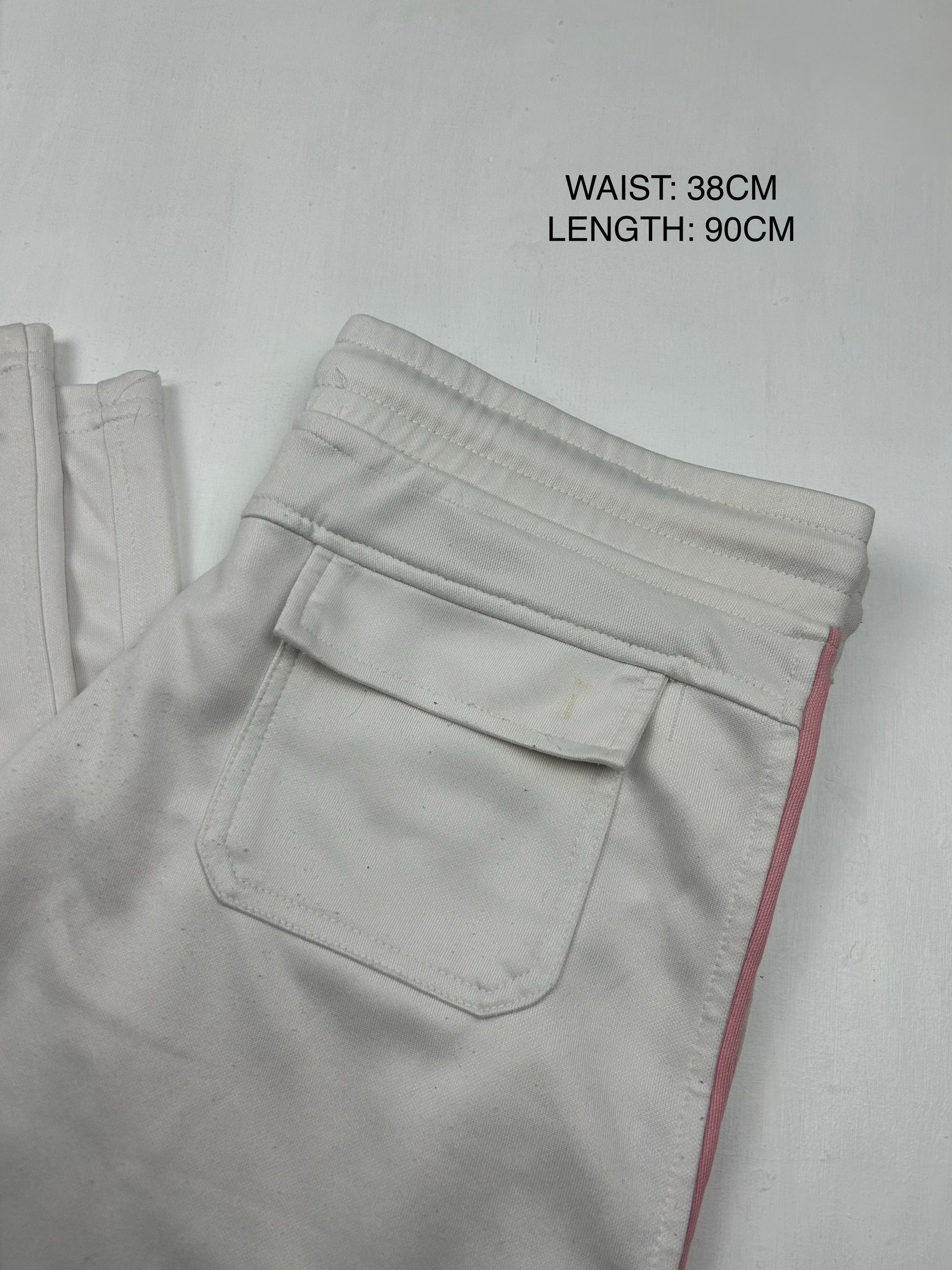 White & pink low rise baggy joggers pants (M)