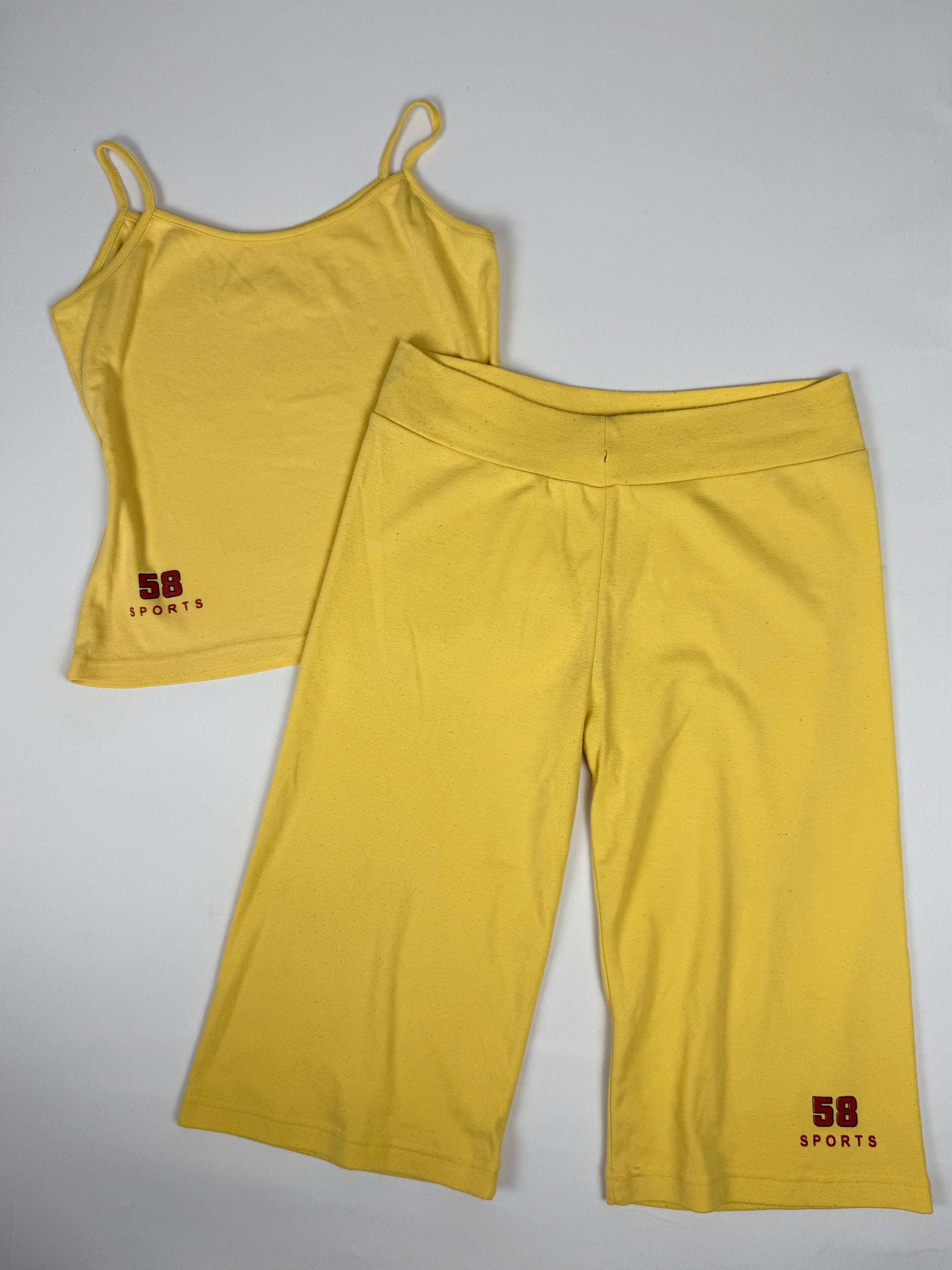 Yellow activewear capri pants + top set (M)
