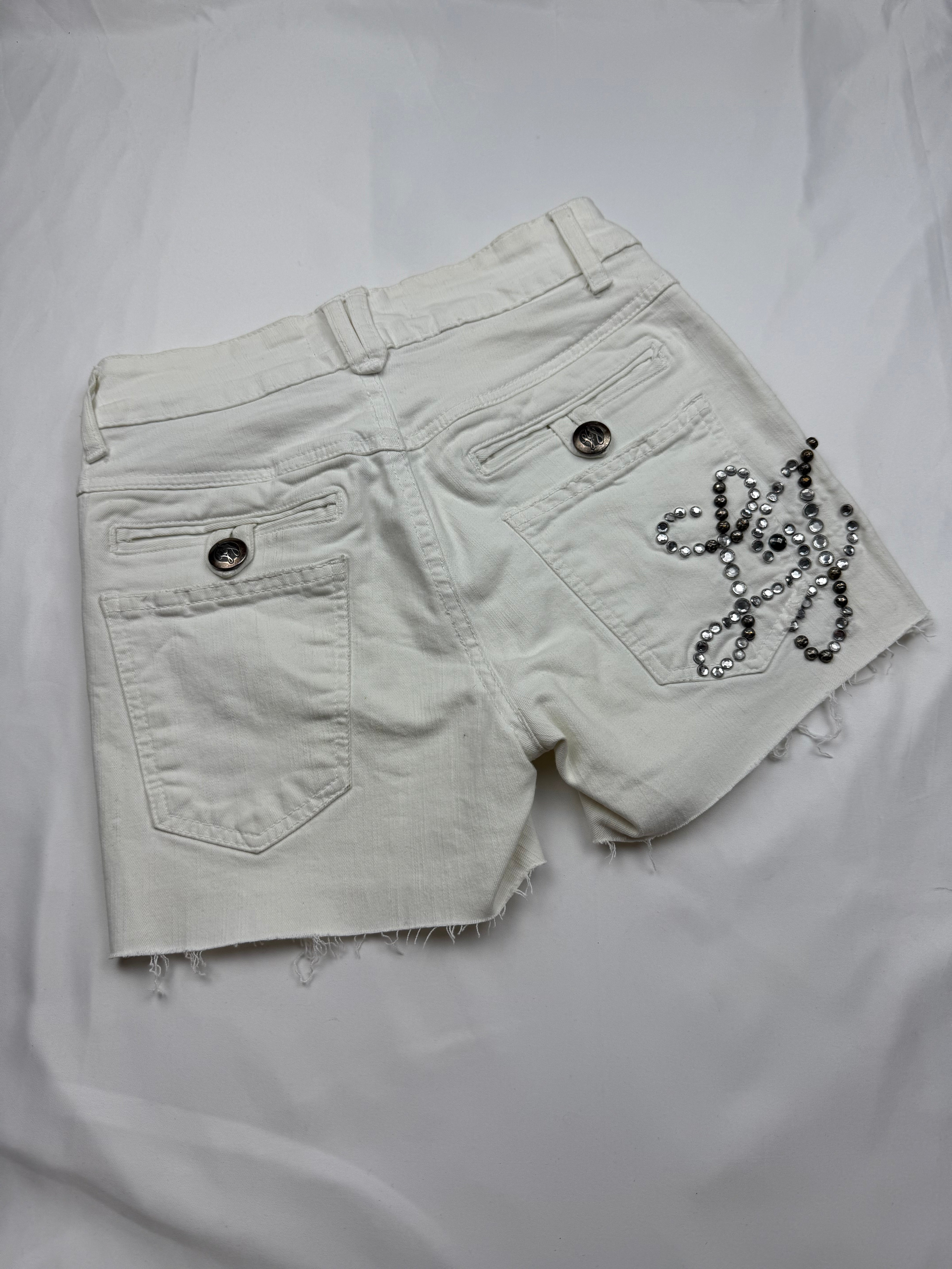 White denim low rise mini short (XS)