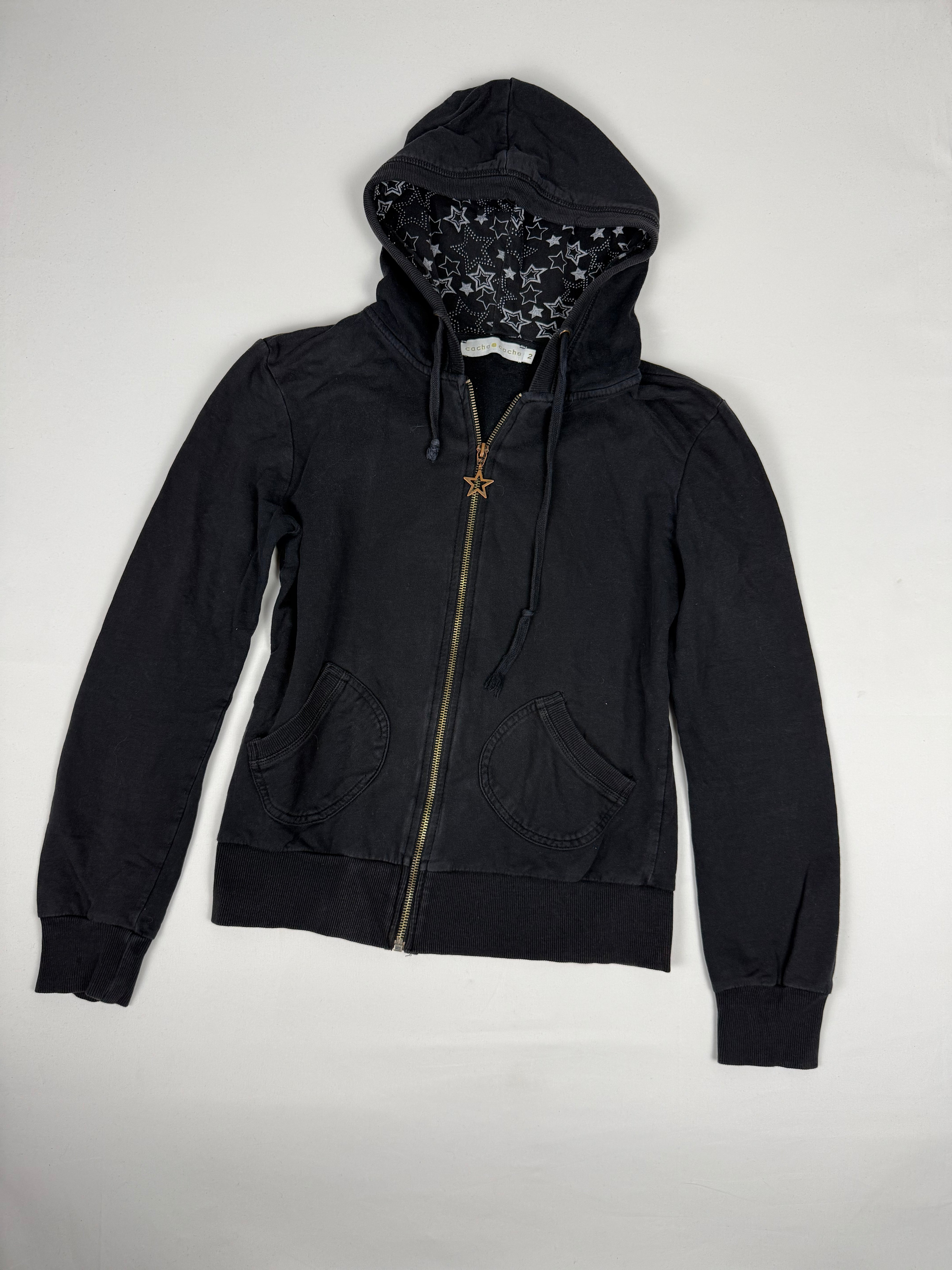 Black zip up cotton hoodie (M)