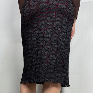 Black lace low rise maxi skirt (XS/S)