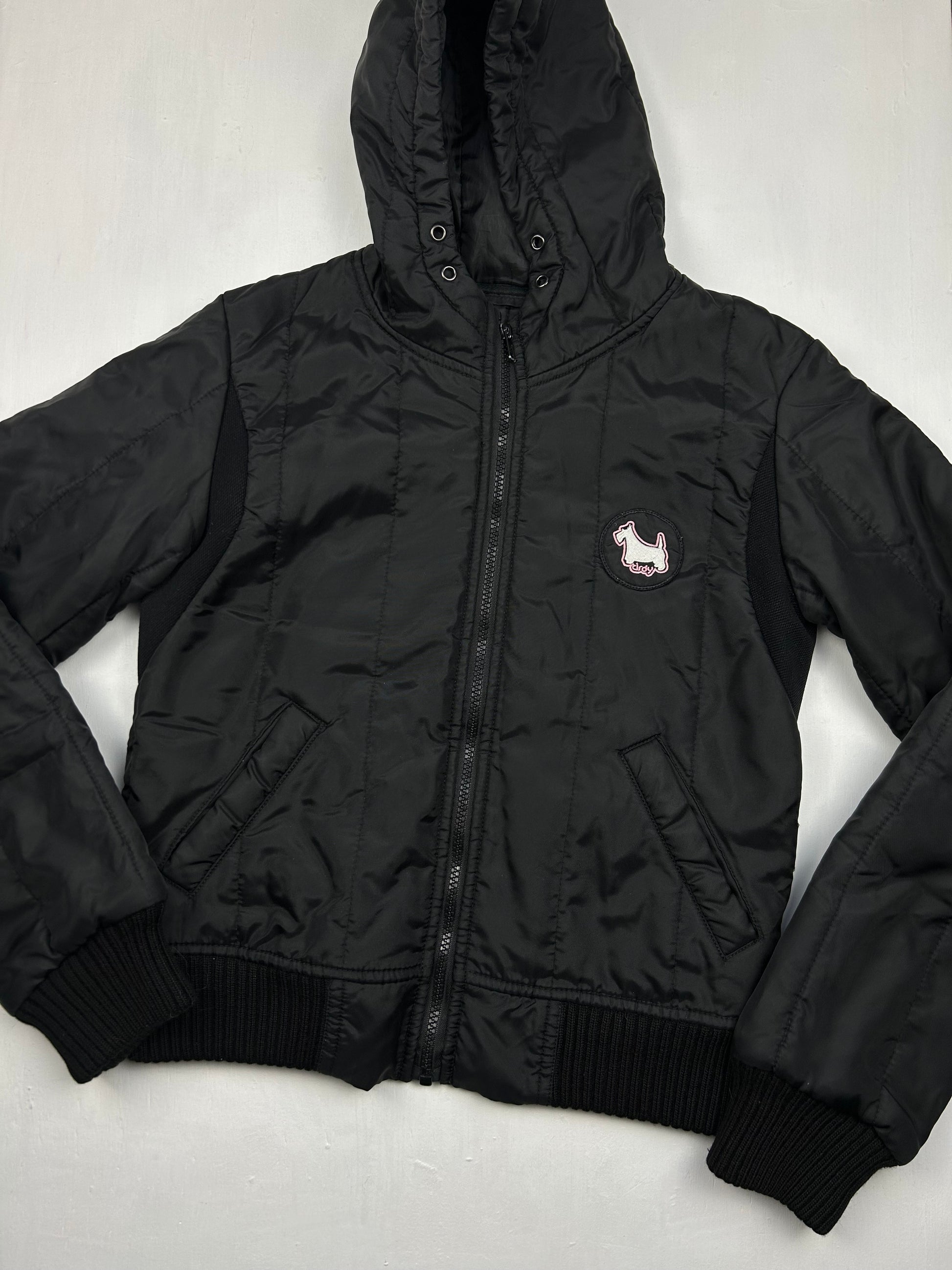 Black zip up puffer jacket (S)