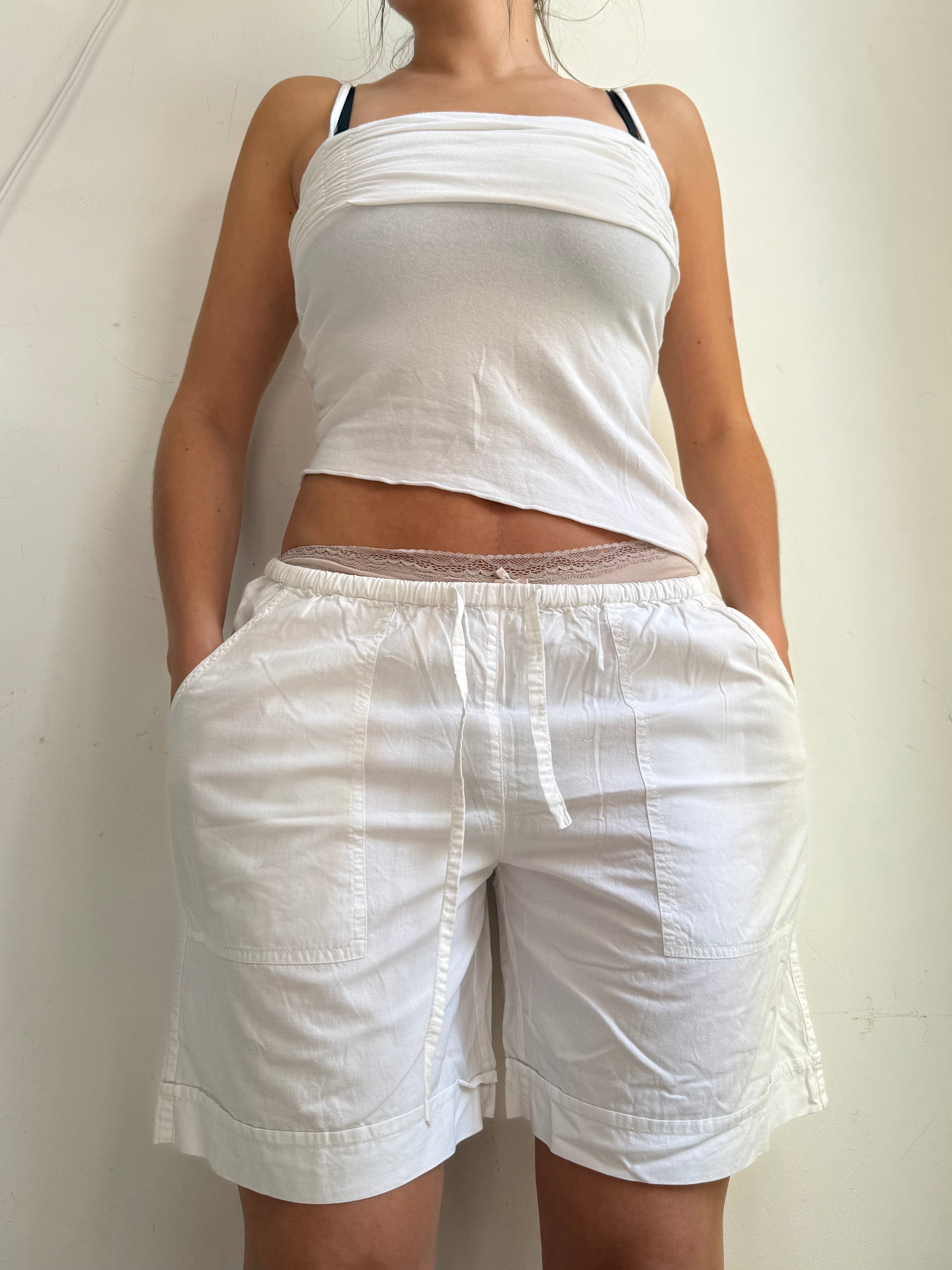 White 100% cotton low rise baggy short (S/M)