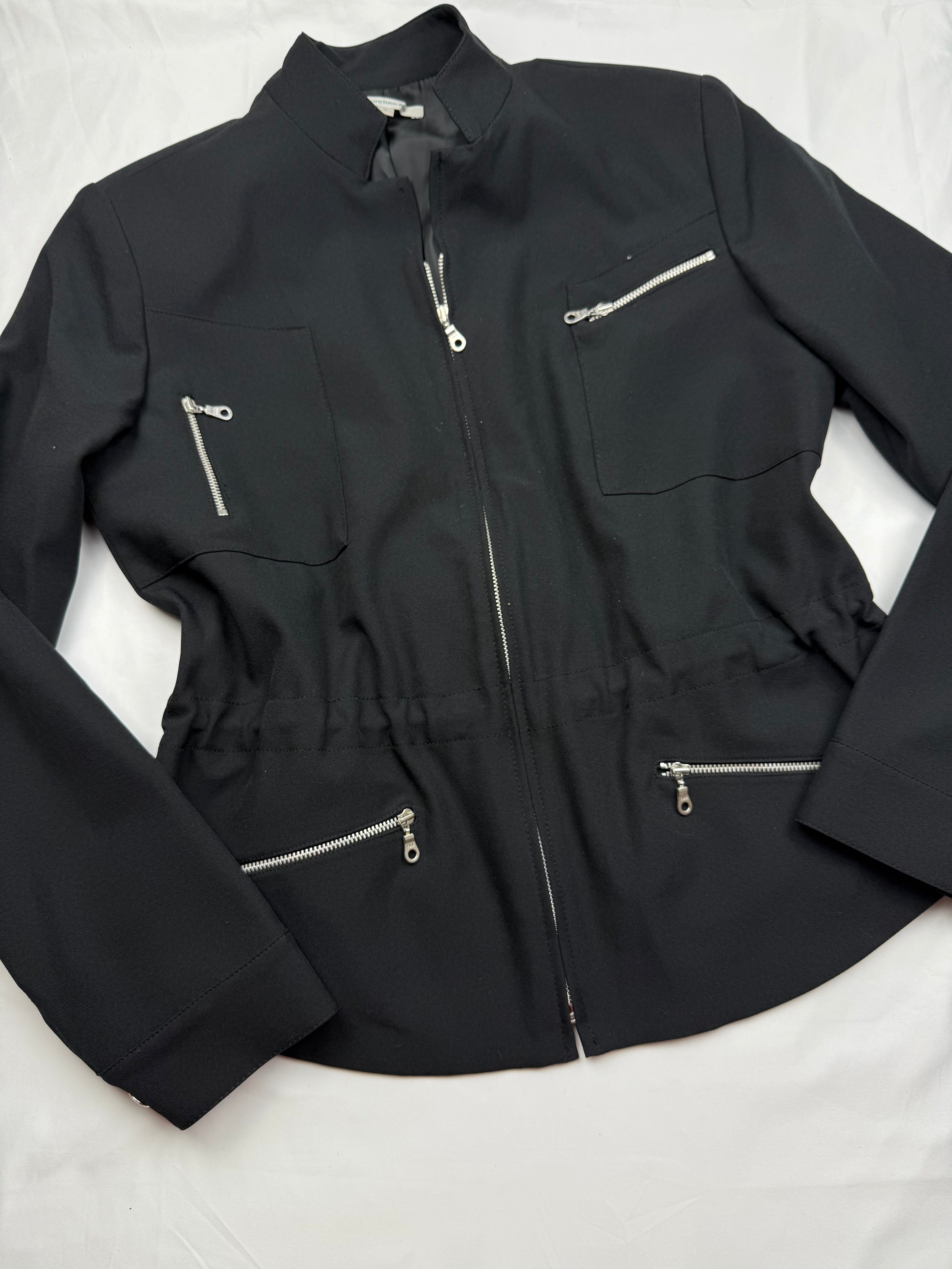 Black zip up office blazer jacket (M)