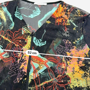 Graphic mesh zip up long sleeves top (XL)