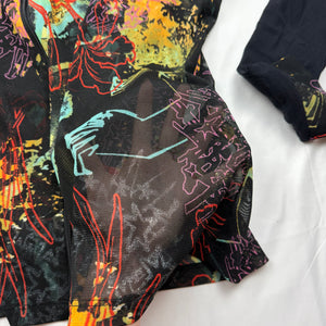 Graphic mesh zip up long sleeves top (XL)