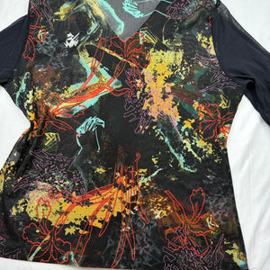 Graphic mesh zip up long sleeves top (XL)