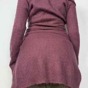 Mauve super soft bardot neck tight fit cardigan jumper (S)