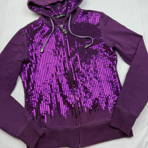 Purple sequins zip up jacket hoodie (S/M)