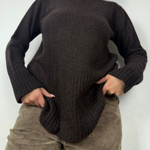 Brown 100% lambswool turtleneck winter jumper (M/L)