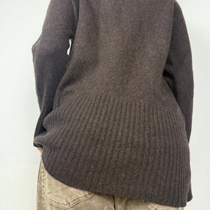 Brown 100% lambswool turtleneck winter jumper (M/L)