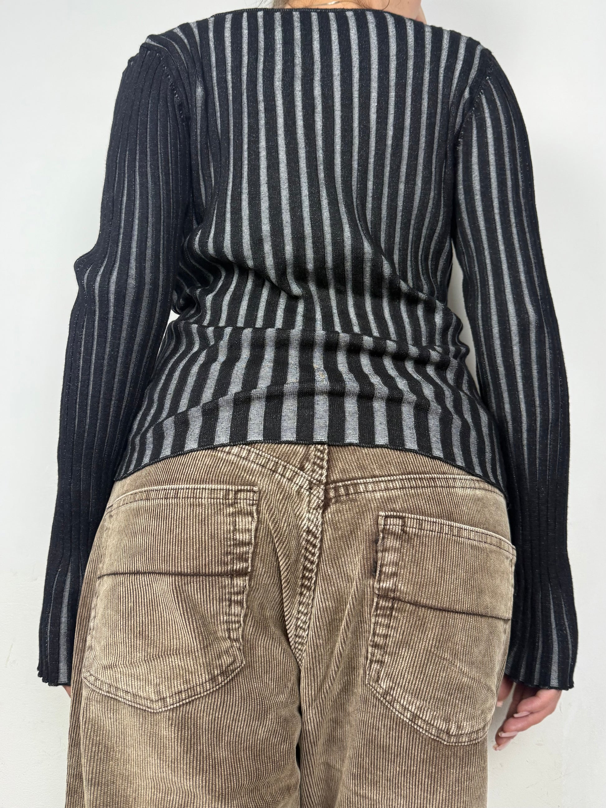 Black ribbed tight fit wrap cardigan  jumper (M/L)