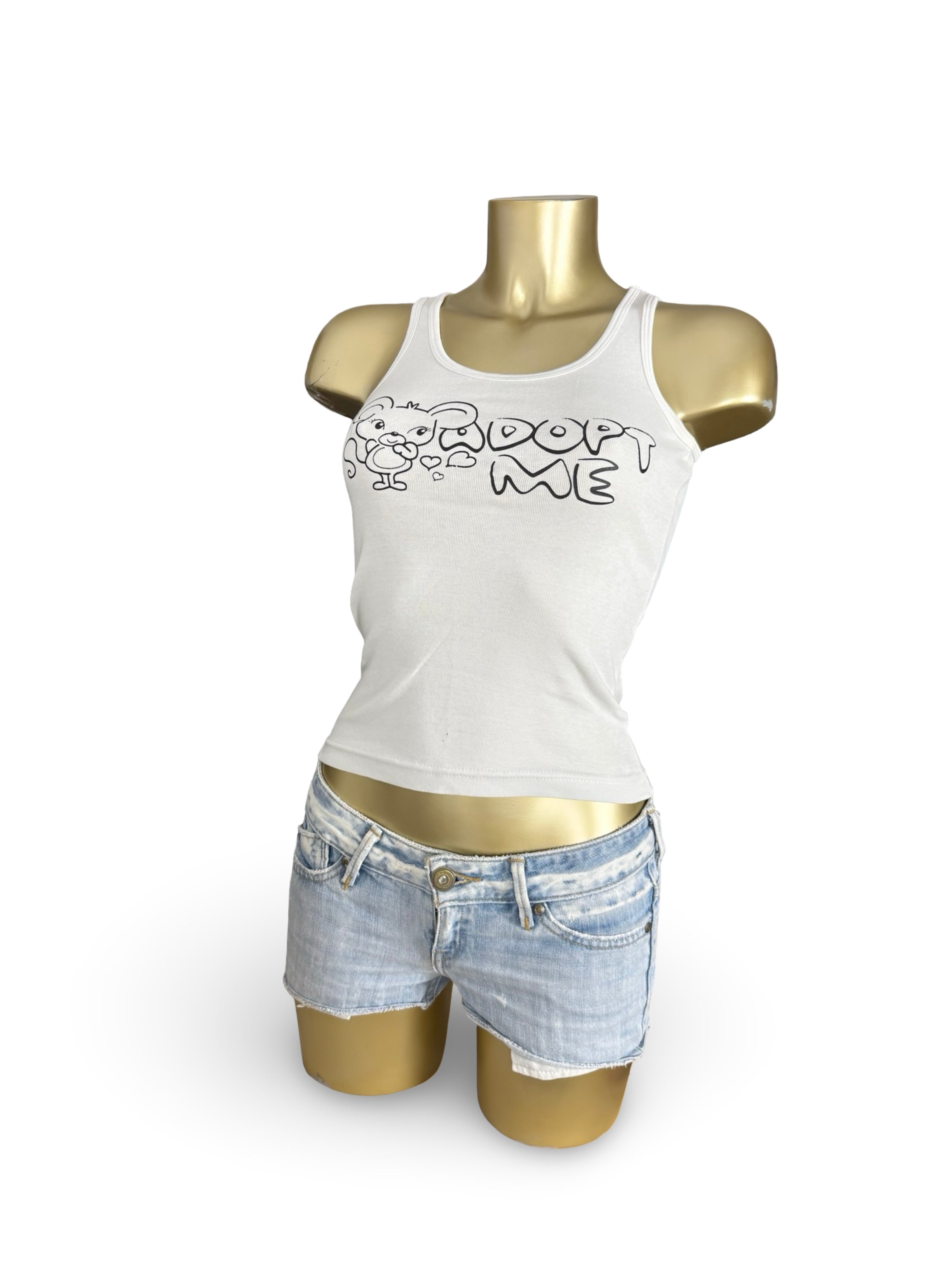 White graphic cotton tank top (XS)