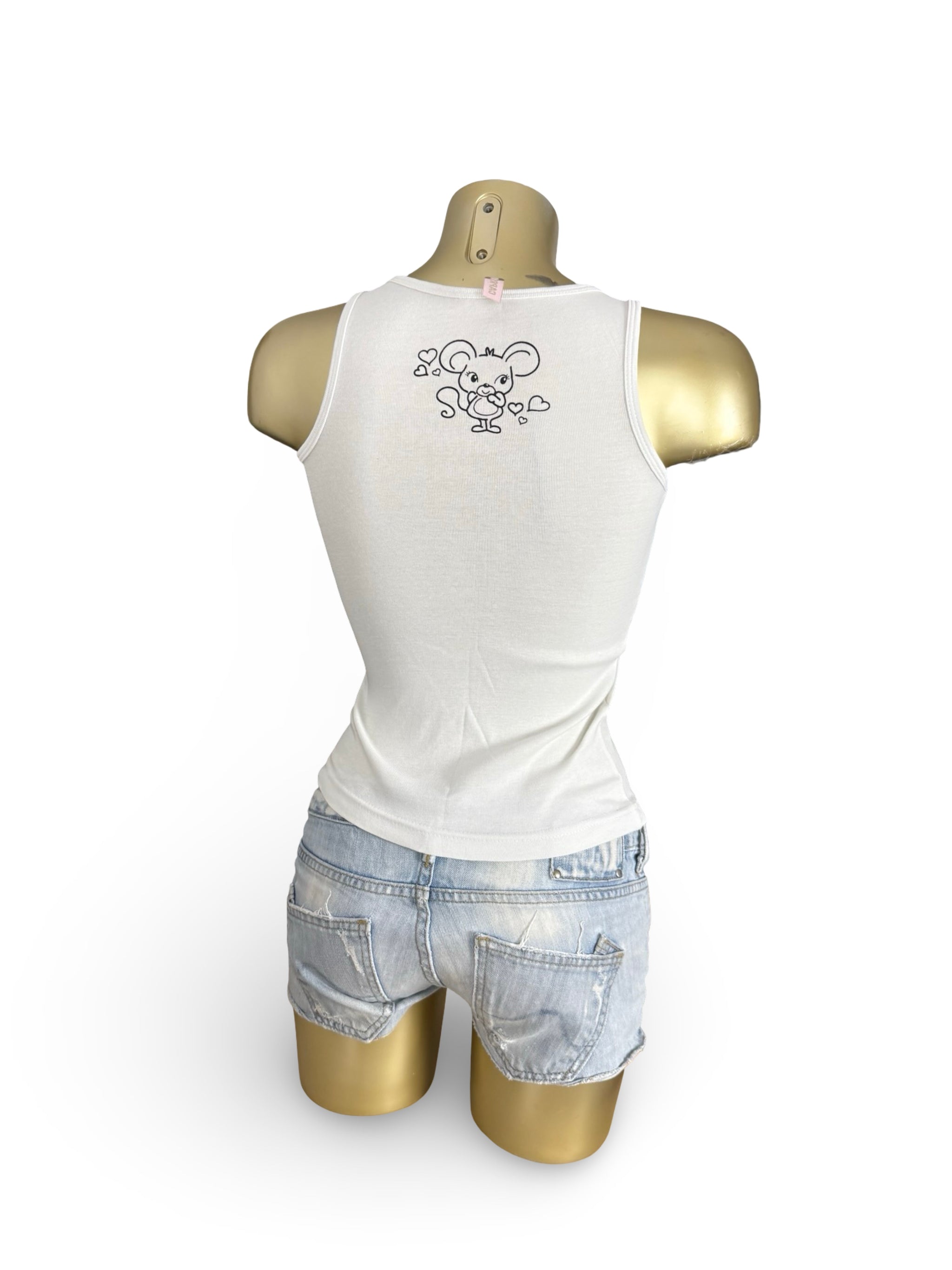 White graphic cotton tank top (XS)